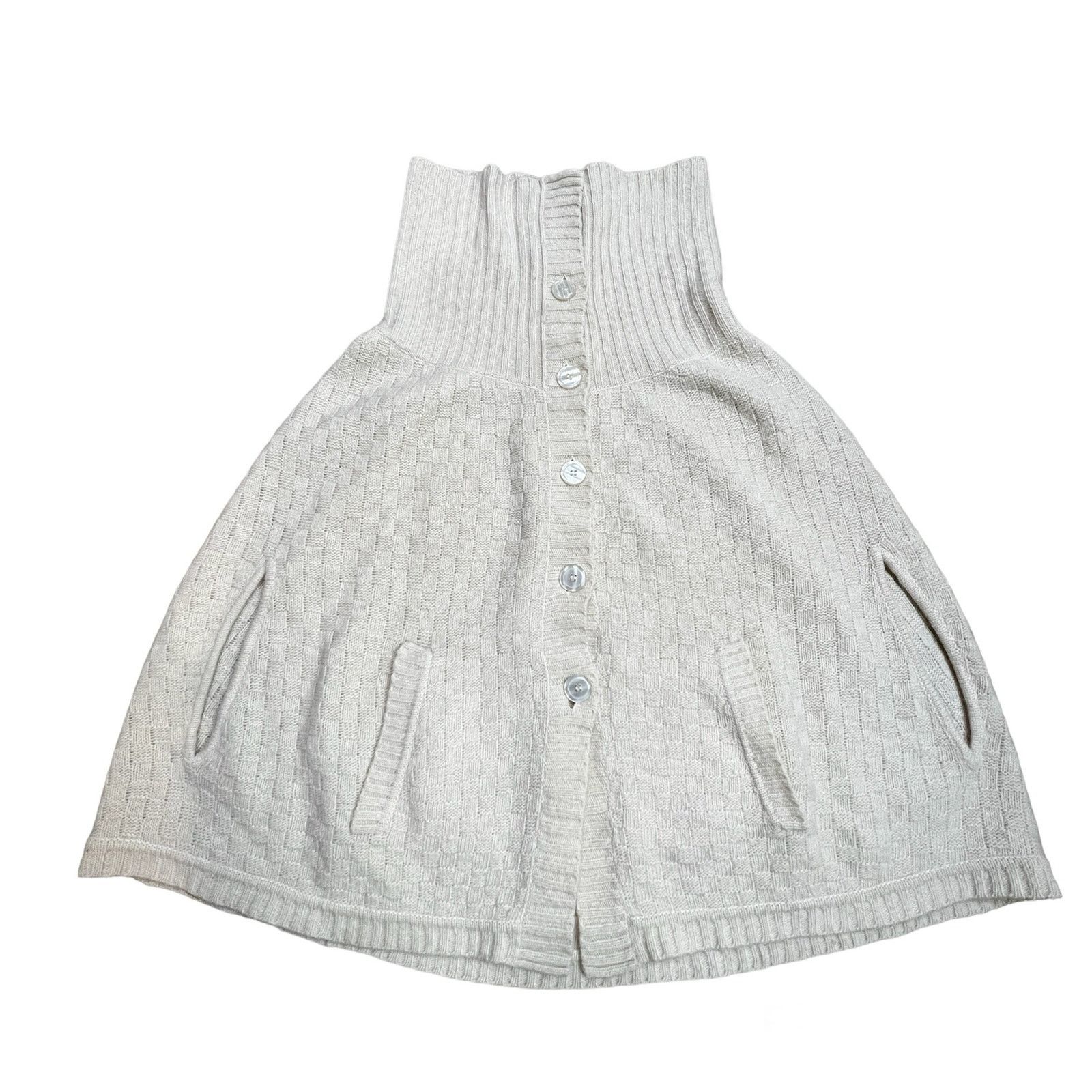 Vintage Vintage Talbots Ivory Wool Caplet Basketweave Knit Poncho Size ONE SIZE - 10 Thumbnail