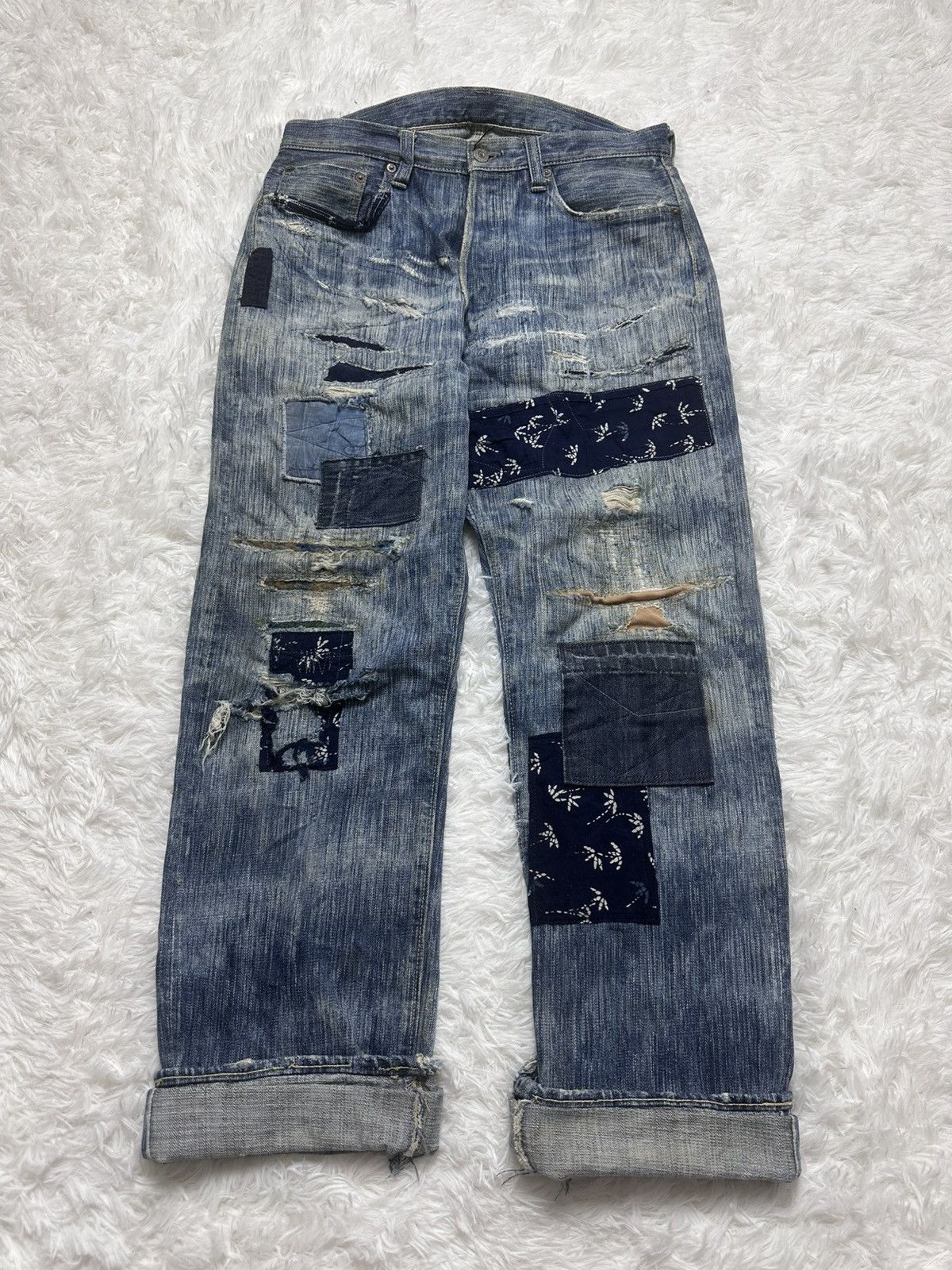 Sugar Cane 💥RARE💥2000s JAPANESE BRAND SUGARCANE X SASHIKO SELVEDGE Size US 32 / EU 48 - 1 Thumbnail