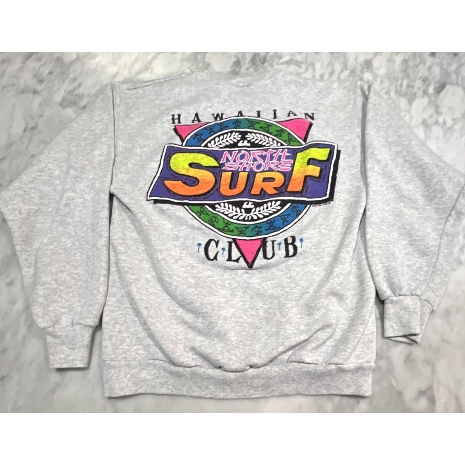 TEE JAYS VINTAGE Tee Jays Sweatshirt Men M Hawaiian North Shore Surf Club Graphic Print Puffy Paint Gray Cotton Blend Crew Neck Pullover Size US M / EU 48-50 / 2 - 3 Thumbnail