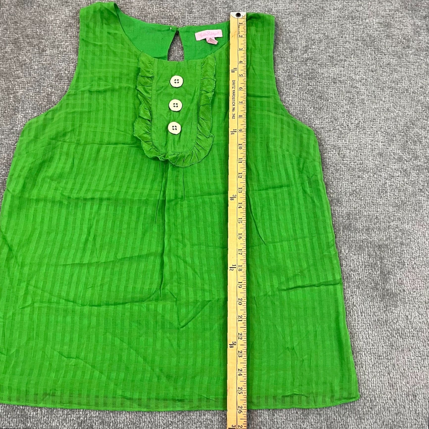 Lilly Pulitzer VINTAGE Lilly Pulitzer Silk Blouse Women's Size 12 Green Striped Ruffle Button Shirt Casual Size XL / US 12-14 / IT 48-50 - 4 Thumbnail