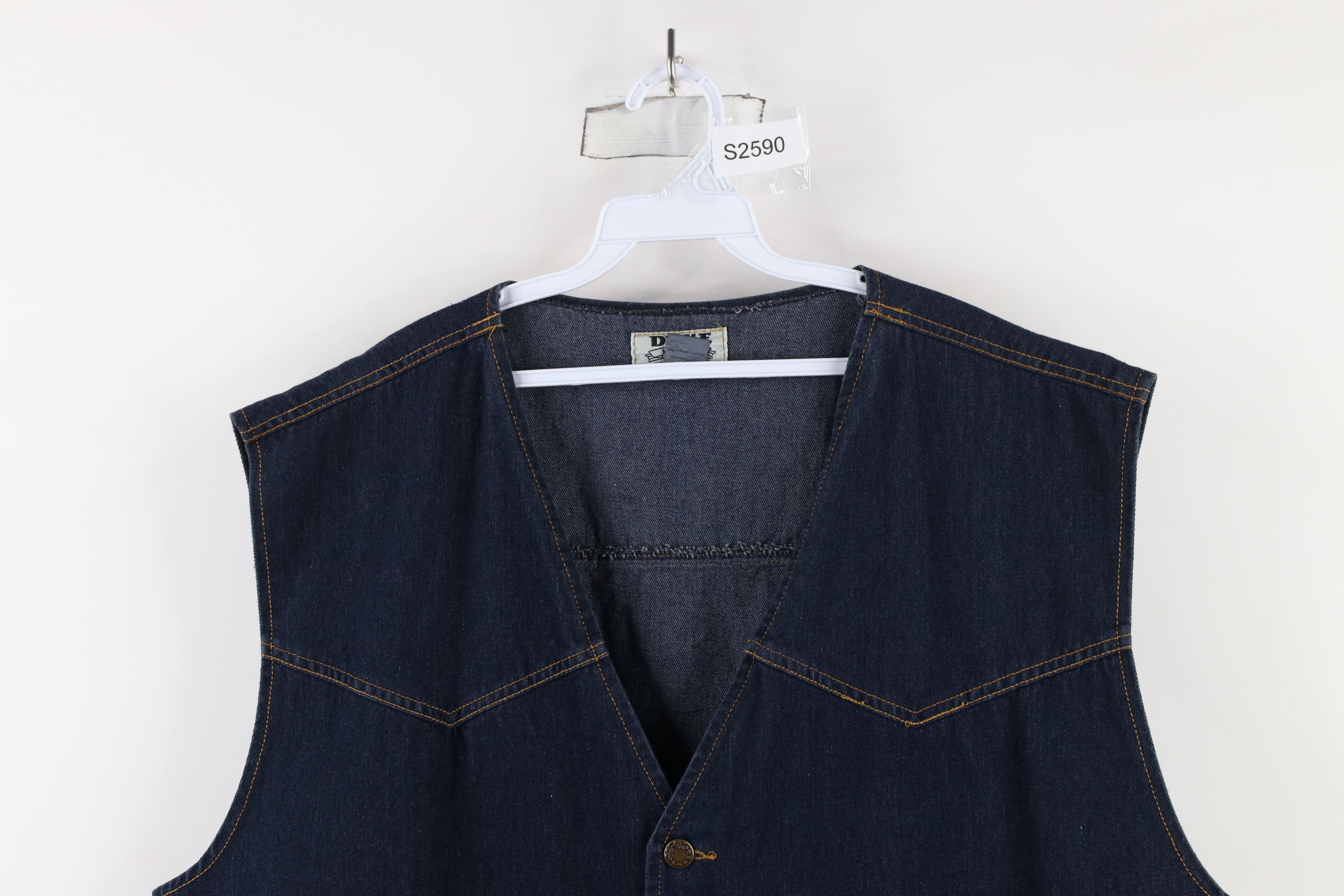 Vintage Vintage 90s Streetwear Denim Jean Button Vest Jacket Blue Size US XXL / EU 58 / 5 - 2 Thumbnail