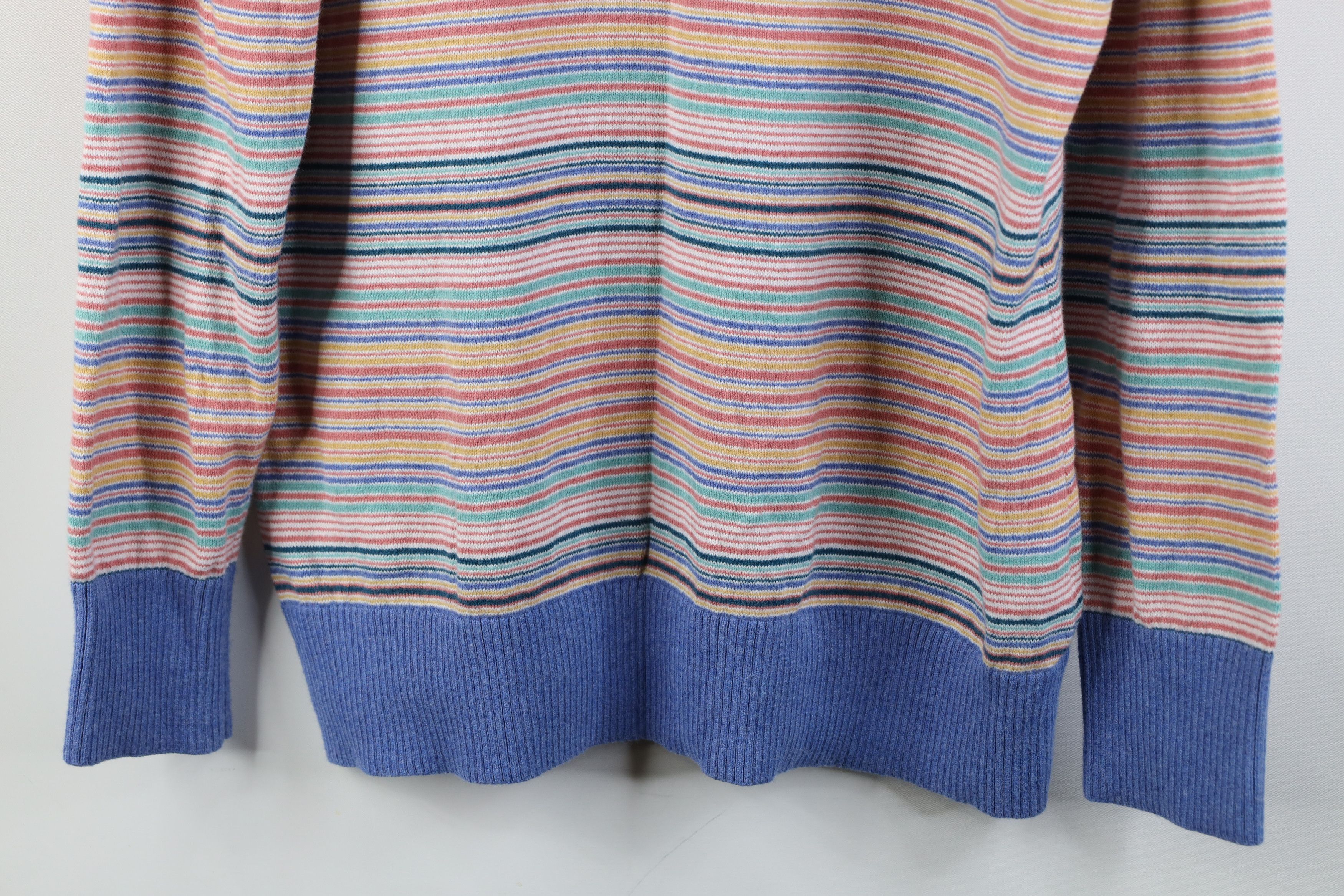 L.L. Bean Vintage LL Bean Cashmere Striped Knit Turtleneck Sweater Size L / US 10 / IT 46 - 3 Thumbnail