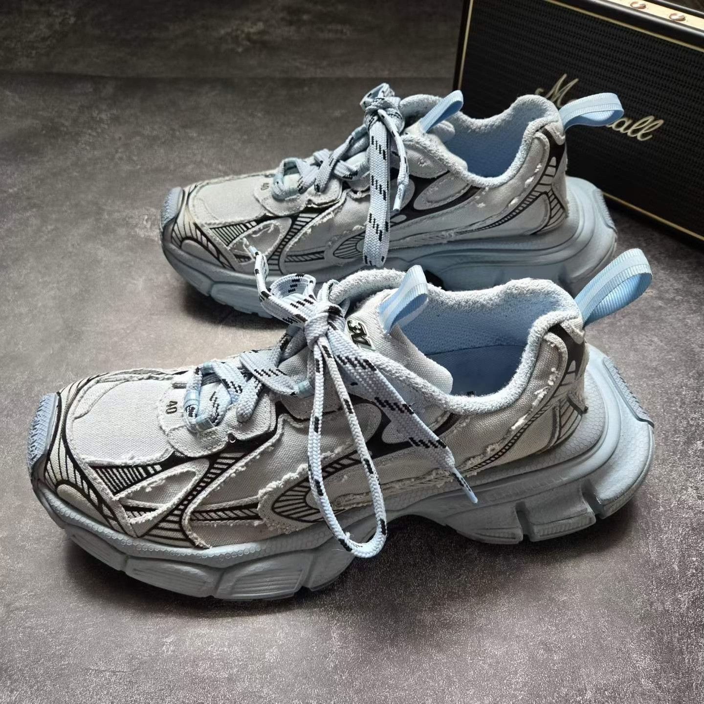 Balenciaga Denim Gold Lowtop Sneakers XXXL Men