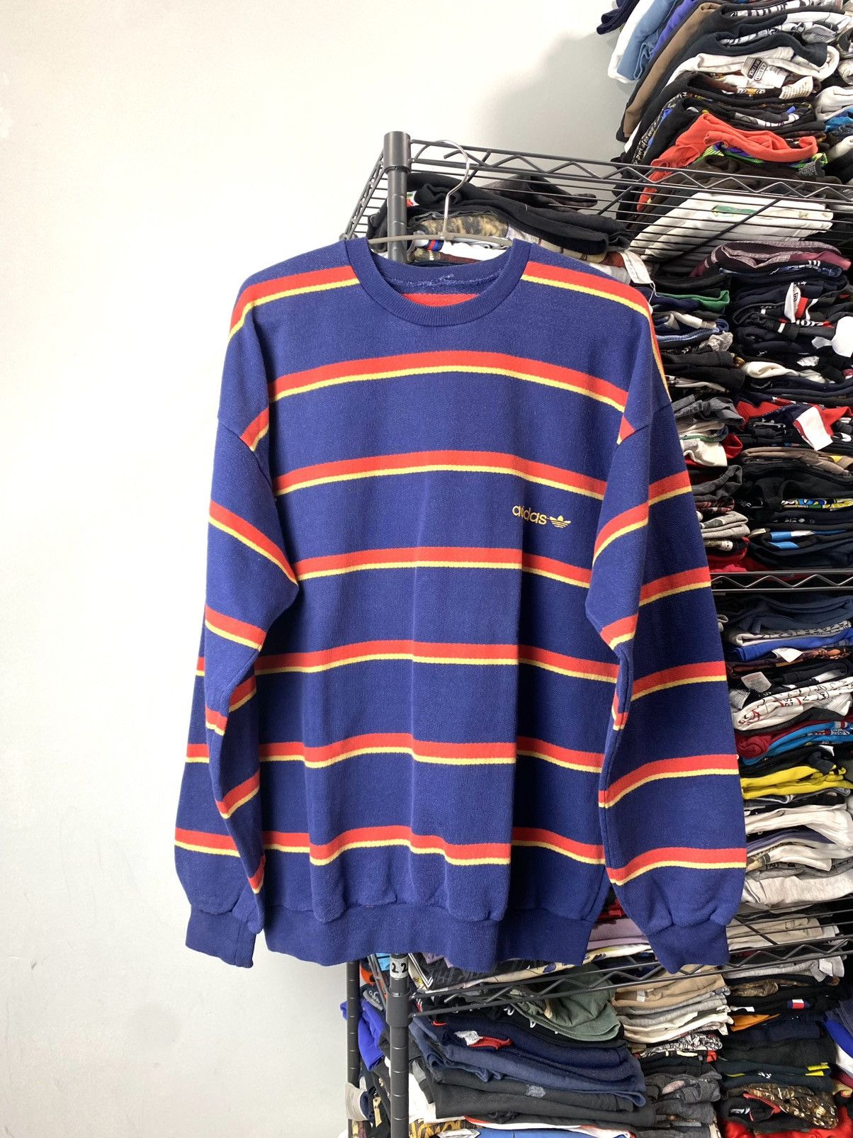 Adidas Rare! Vintage 80’s Adidas Striped Sweatshirt Sweater Size US L / EU 52-54 / 3 - 1 Thumbnail