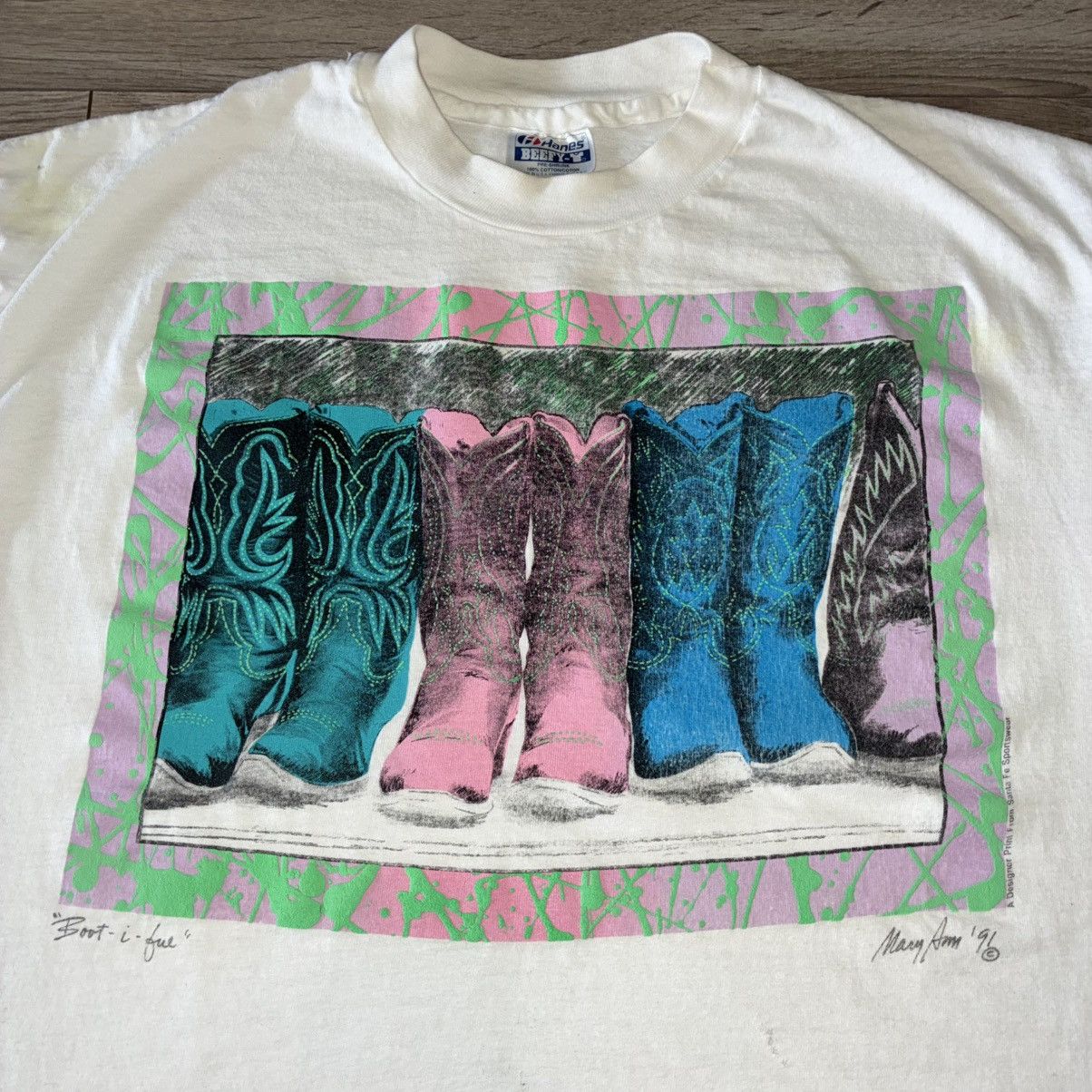 Hanes 90s Boot-i-ful cowboy boot art tee shirt Size US L / EU 52-54 / 3 - 2 Thumbnail