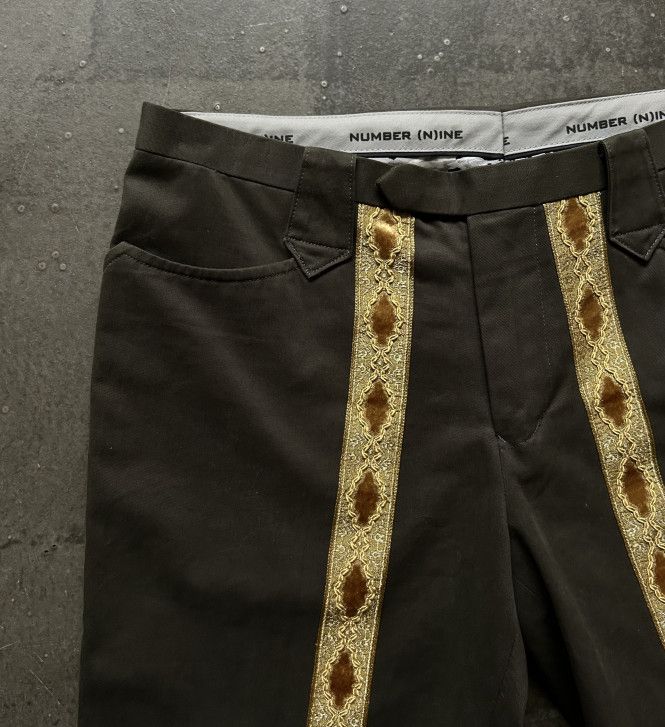 Number (N)ine 01 Runway Gold-Trim Embroidered Shorts