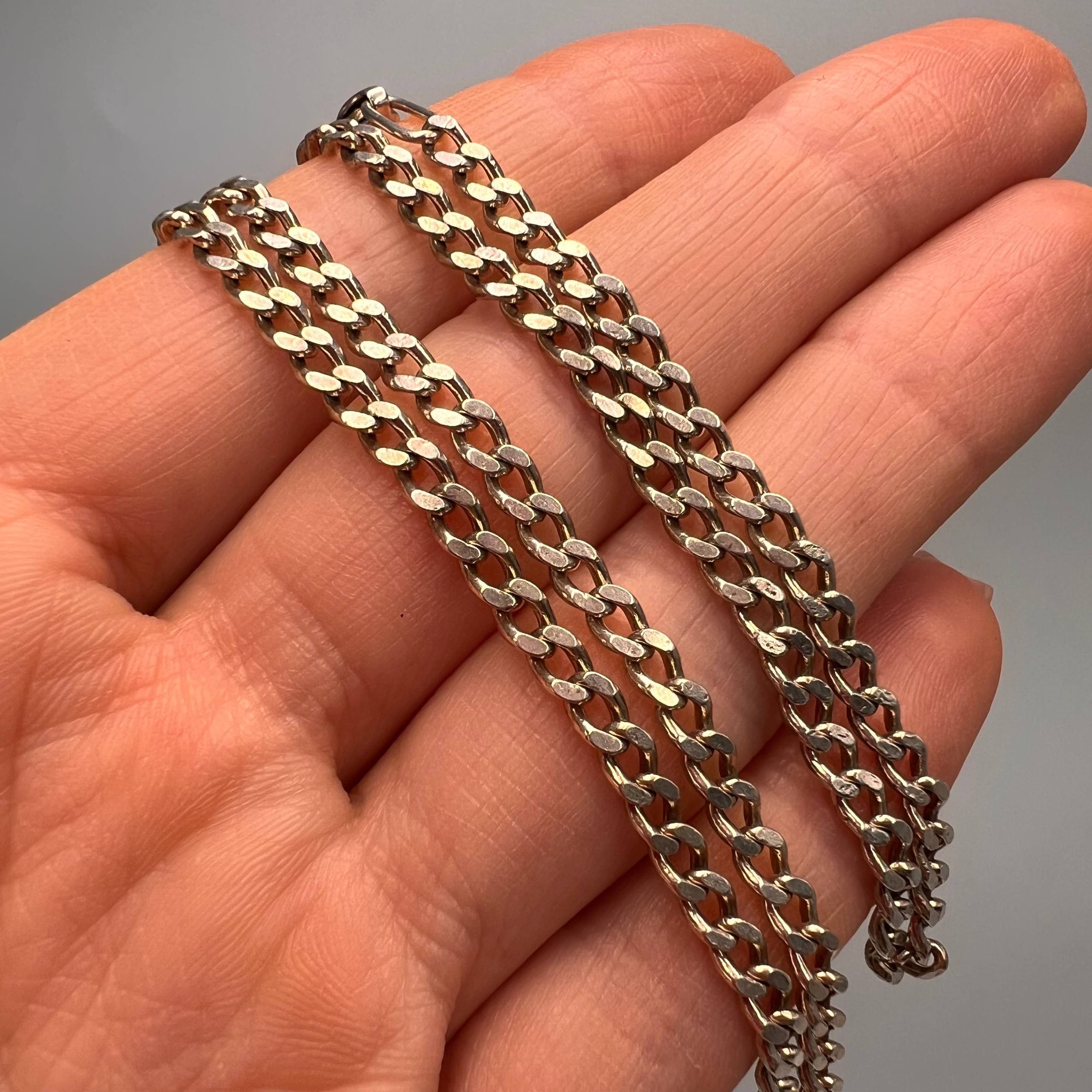 Sterling Silver Vintage Sterling Silver 925 Figaro Chain Necklace 11.4gr Size ONE SIZE - 3 Thumbnail