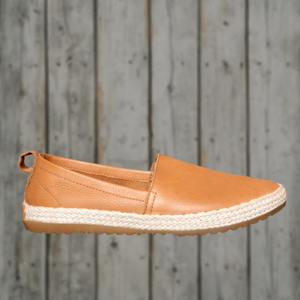 SOREL SOREL Ella Caramel Brown Leather Espadrille Loafers Sz. 6.5 Women Flat Slip On Jute Wrapped Upper Leather Style Loafer 37.5 Shp Brown Womens Size US 7 / IT 37 - 1 Thumbnail