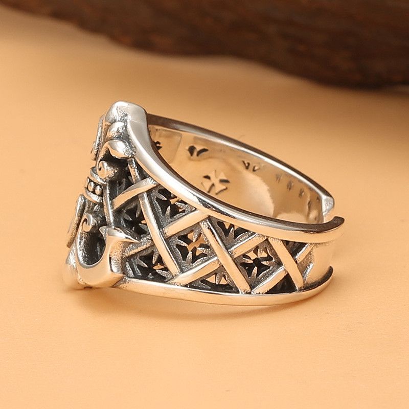 Vintage Resizable Punk Wind Anchor Mechanical Ring Size ONE SIZE - 2 Thumbnail