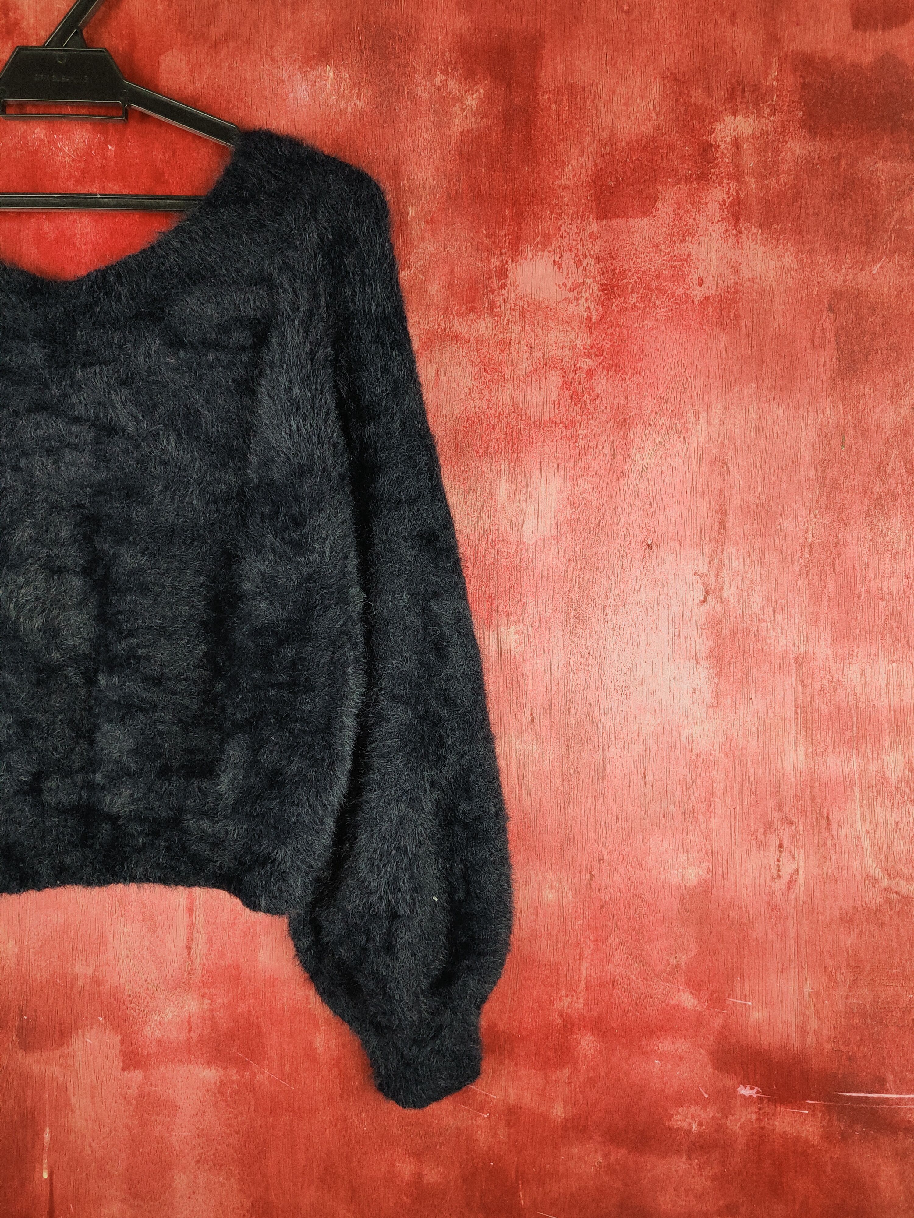 Aran Isles Knitwear Juniorsweet Dark Navy Shag Shaggy Fur Mohair Knitwear #S1944 Size M / US 6-8 / IT 42-44 - 9 Thumbnail