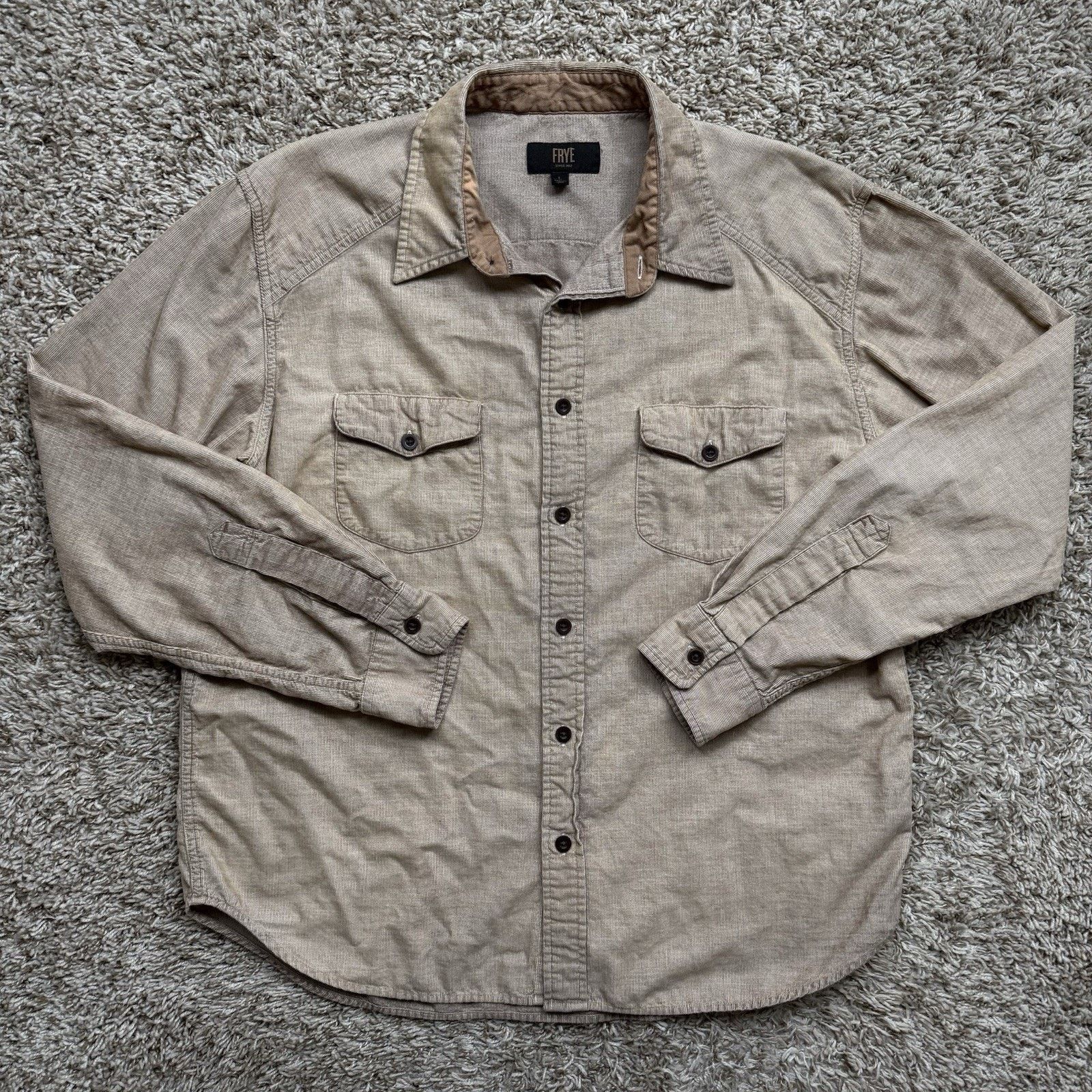 Frye FRYE Western Corduroy Light Brown Button Down Shirt LS Size US L / EU 52-54 / 3 - 1 Thumbnail