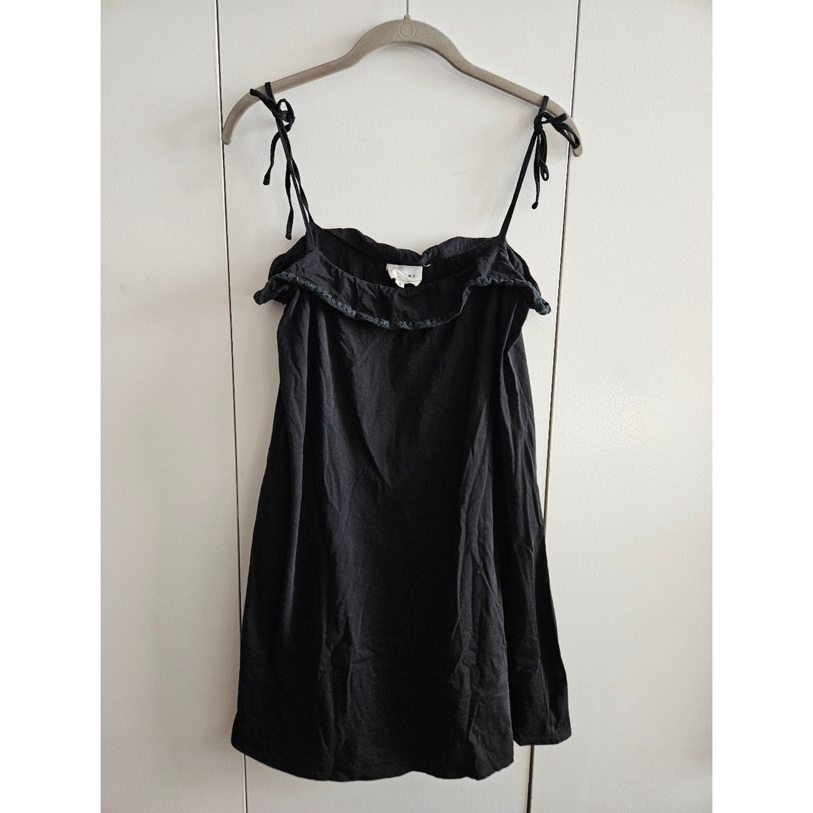 Sezane Sezane Size S Black Tie-Shoulder Sundress 100% Pima Cotton Size S / US 4 / IT 40 - 1 Thumbnail
