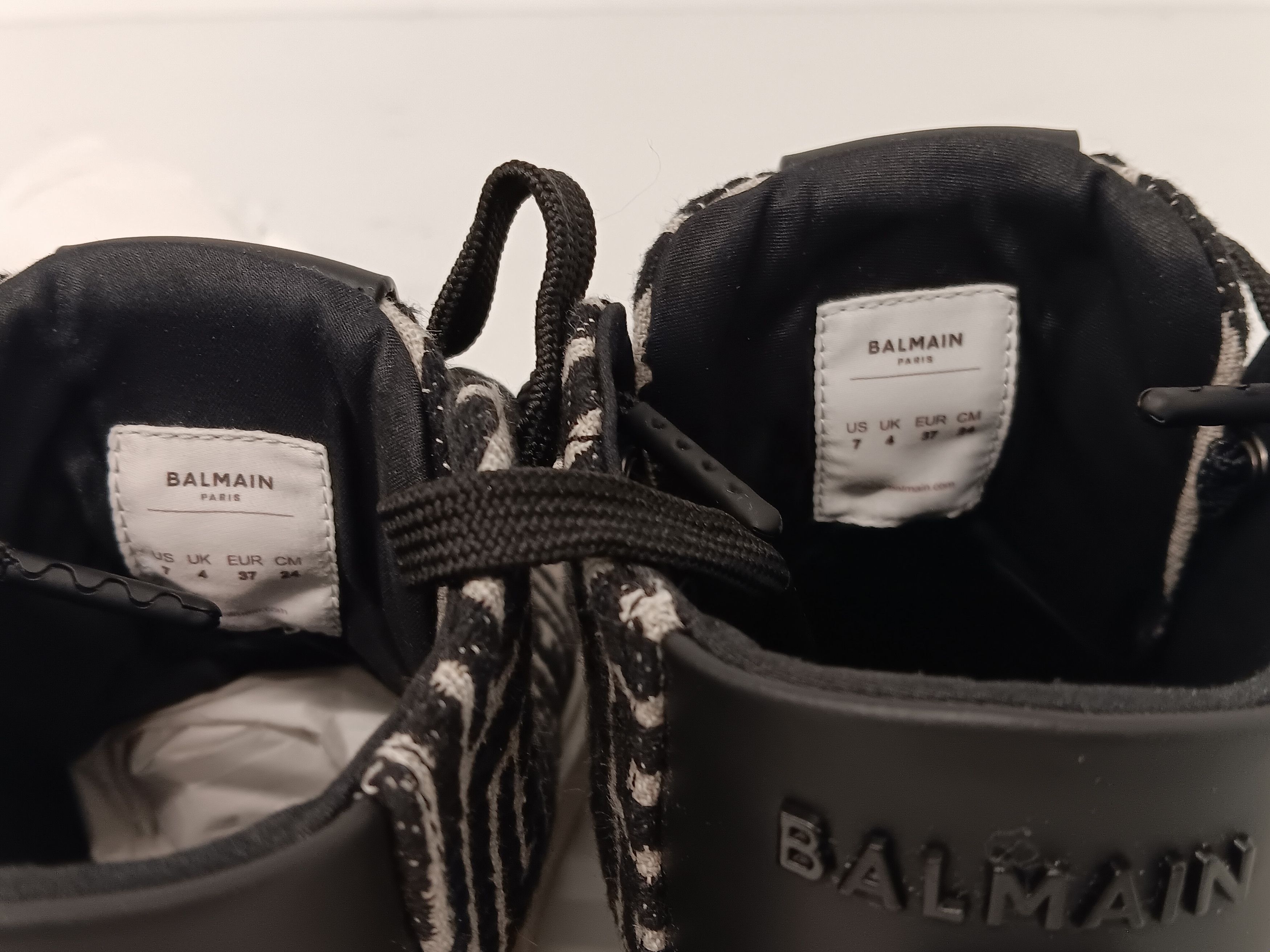 Balmain Balmain B-Court Bicolor Monogram Jacquard High-Top Sneakers Size US 7 / IT 37 - 17 Thumbnail