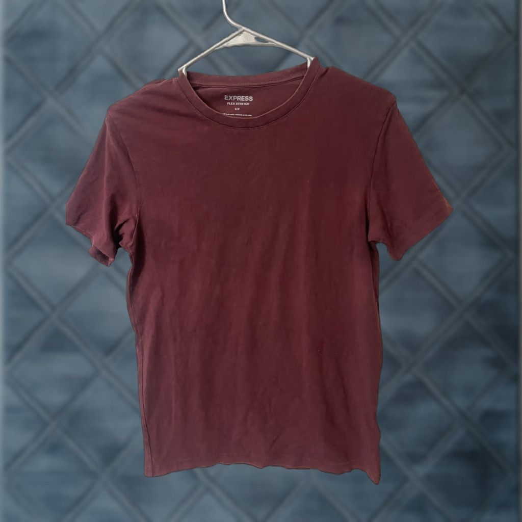 Express EXPRESS Crew Neck Tee Slim Short Sleeve Solid T-Shirt Maroon S Mens Size US S / EU 44-46 / 1 - 1 Thumbnail
