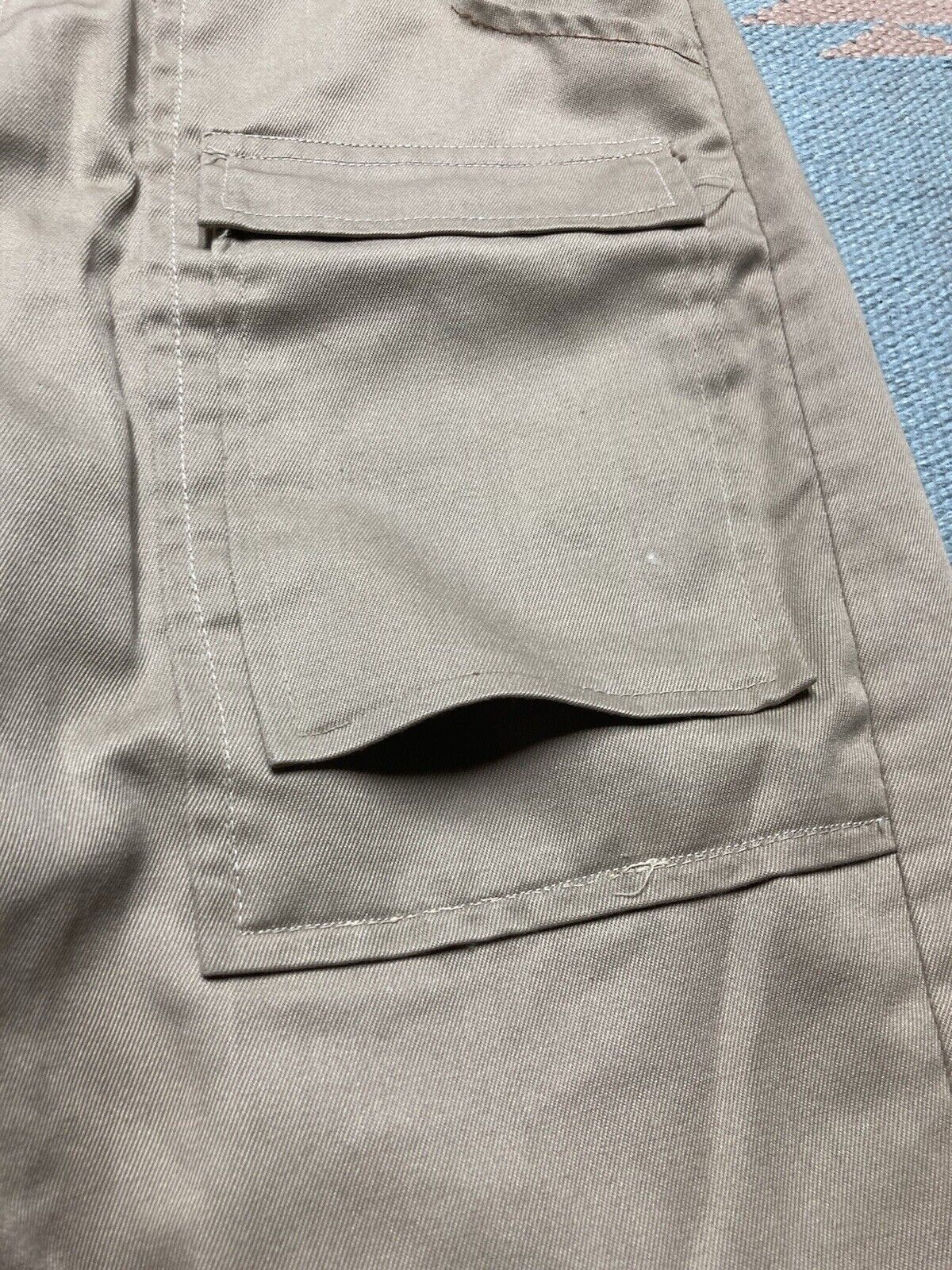 Vintage VTG 1970s bush pocket pants khaki chino wide talon zip 33x28 Size US 33 - 4 Thumbnail