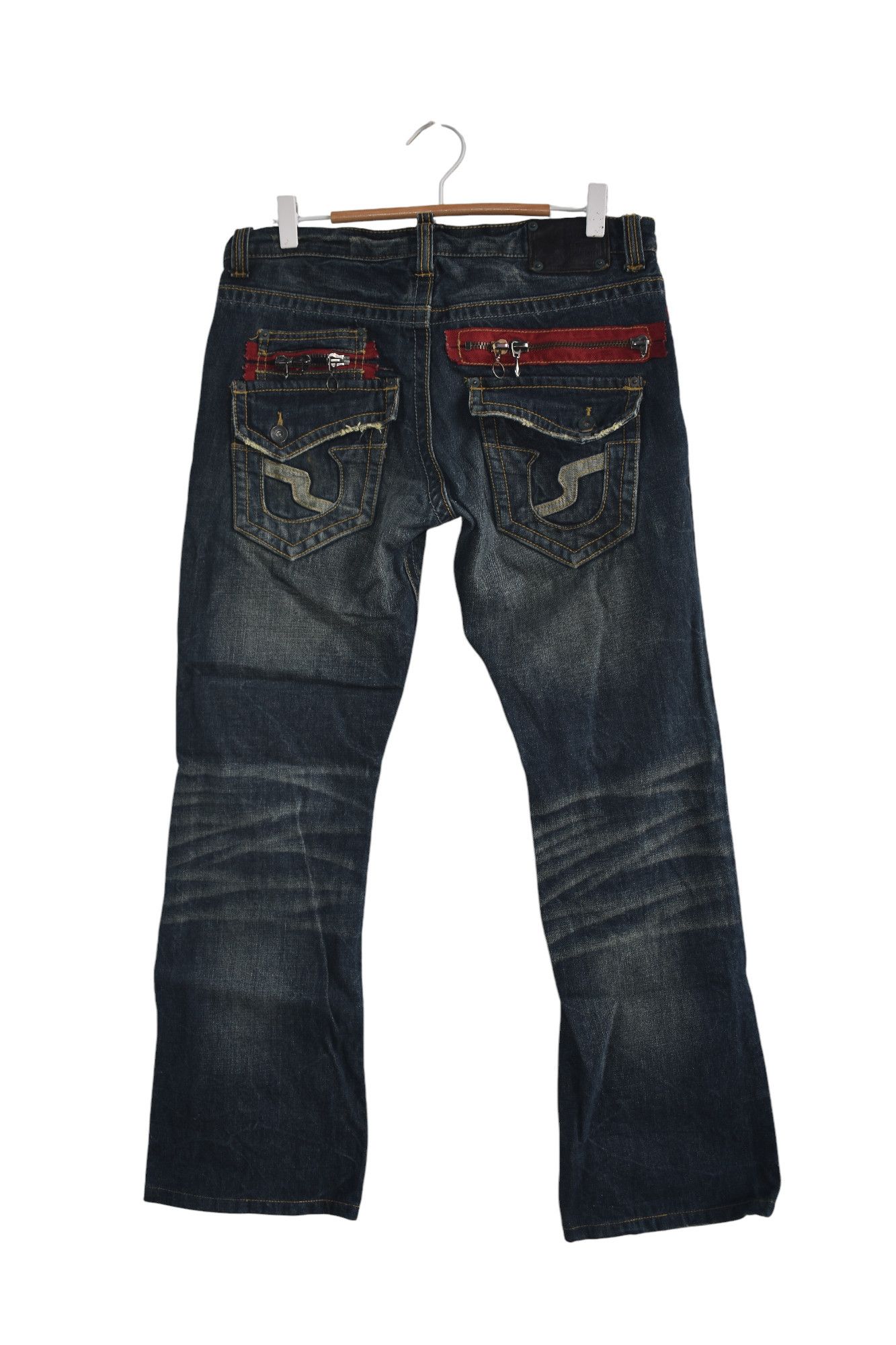 If Six Was Nine × Japanese Brand × semanticdesign SICK💰 Japanese Semantic Design Flared Jeans Punk W32 Size US 29 - 1 Thumbnail