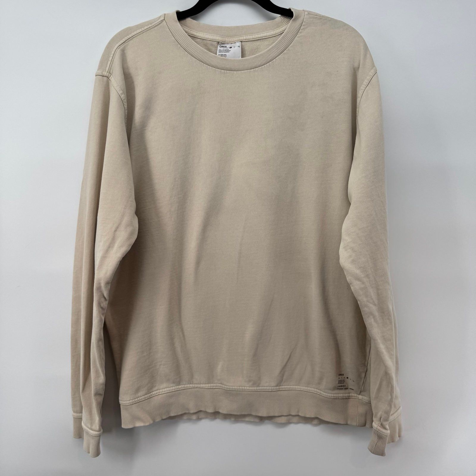 Onia Onia Men's Size Large Beige 100% Cotton Pullover Sweatshirt Size US L / EU 52-54 / 3 - 1 Thumbnail