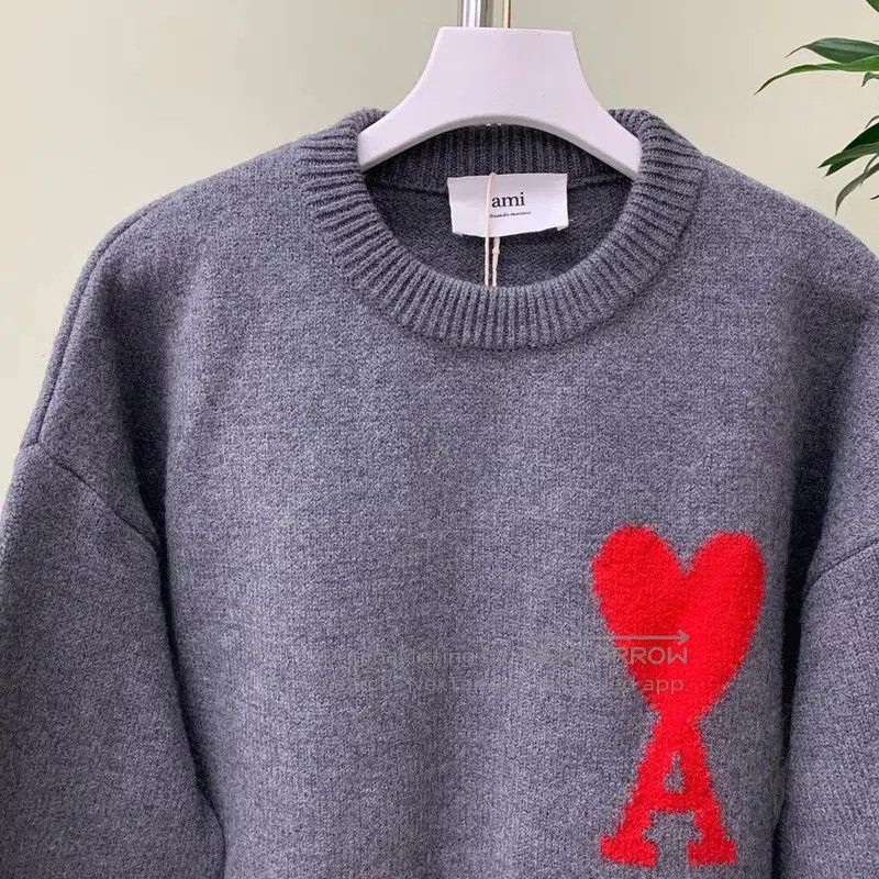 AMI AMI Grey Sweater with Heart Logo . Size US S / EU 44-46 / 1 - 4 Thumbnail