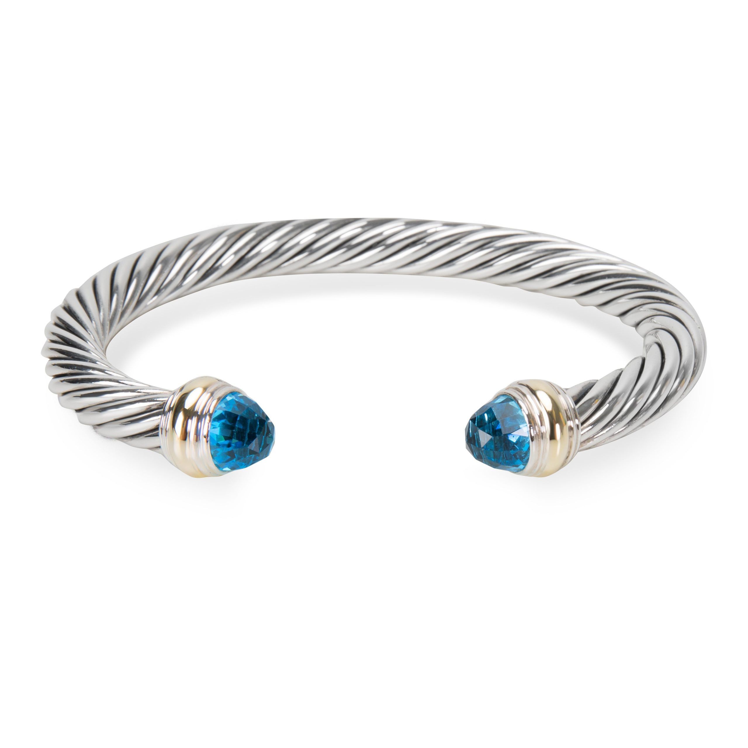 David Yurman David Yurman Blue Topaz Cable Bracelet in Sterling Silver ...