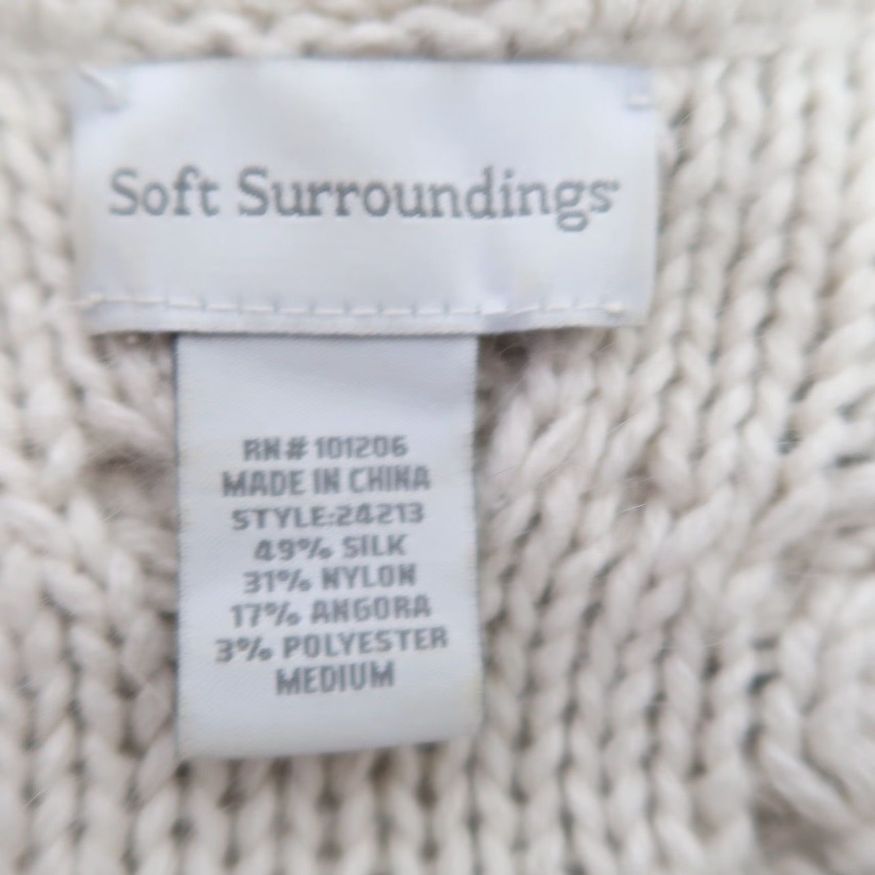 Soft Surroundings Soft Surroundings Cream Cable Knit Silk Blend Sweater Dress M Women's Silk Blend Knit V-Neck Long Sleeve Short Dress Size M / US 6-8 / IT 42-44 - 5 Thumbnail