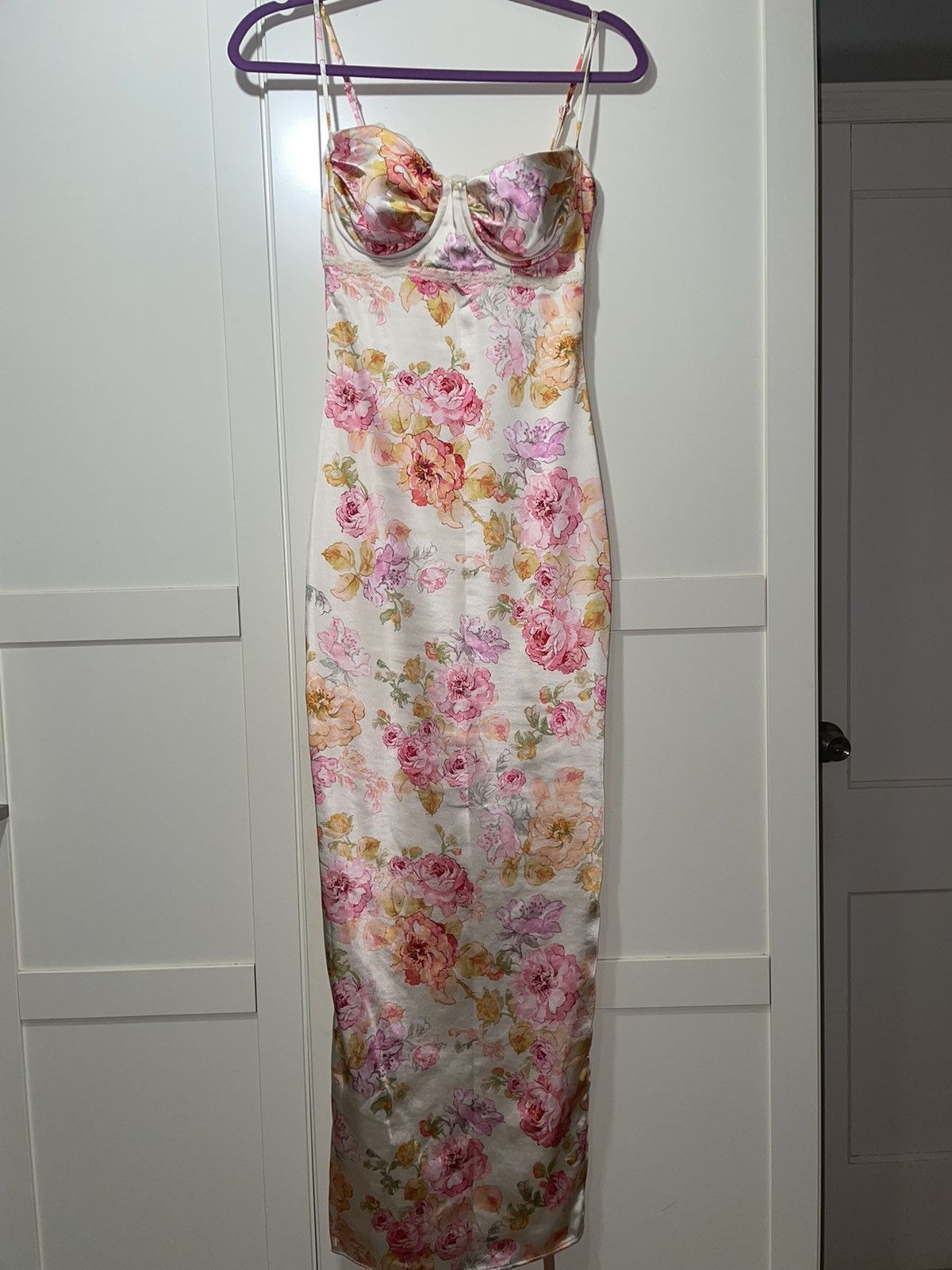 image of House Of Cb Max Satin Floral Dress, Women's (Size XS)