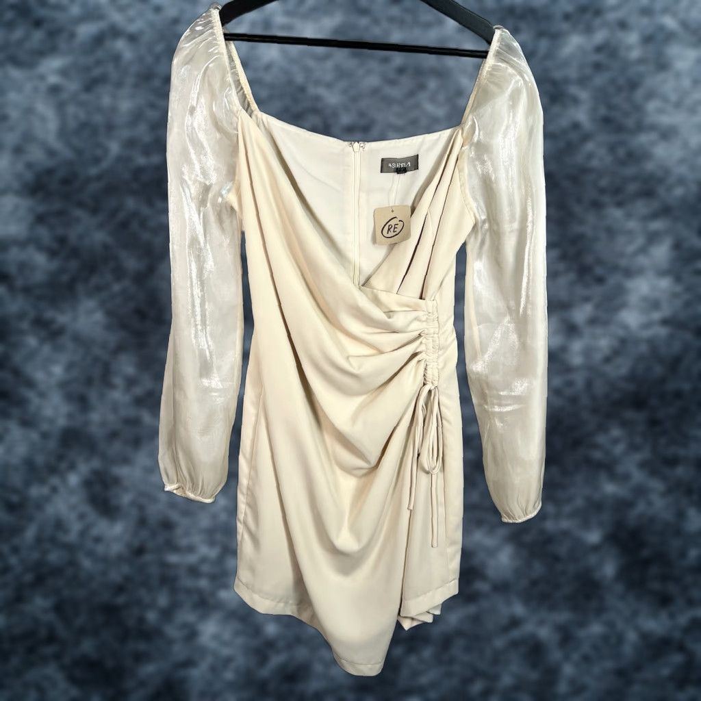 Vintage 4 Si3nna Dress Wedding Cream Wrap Short Ruched Sydney Ivory Size M Women Size M / US 6-8 / IT 42-44 - 1 Thumbnail