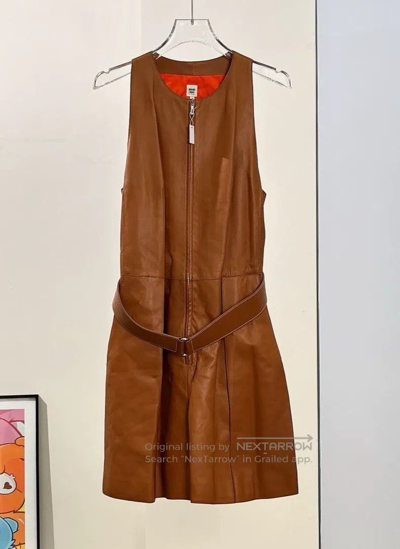 Hermes Hermes Brown Calf Leather Sleeveless Jumpsuit Size 25" / US 0 / IT 36 - 1 Thumbnail