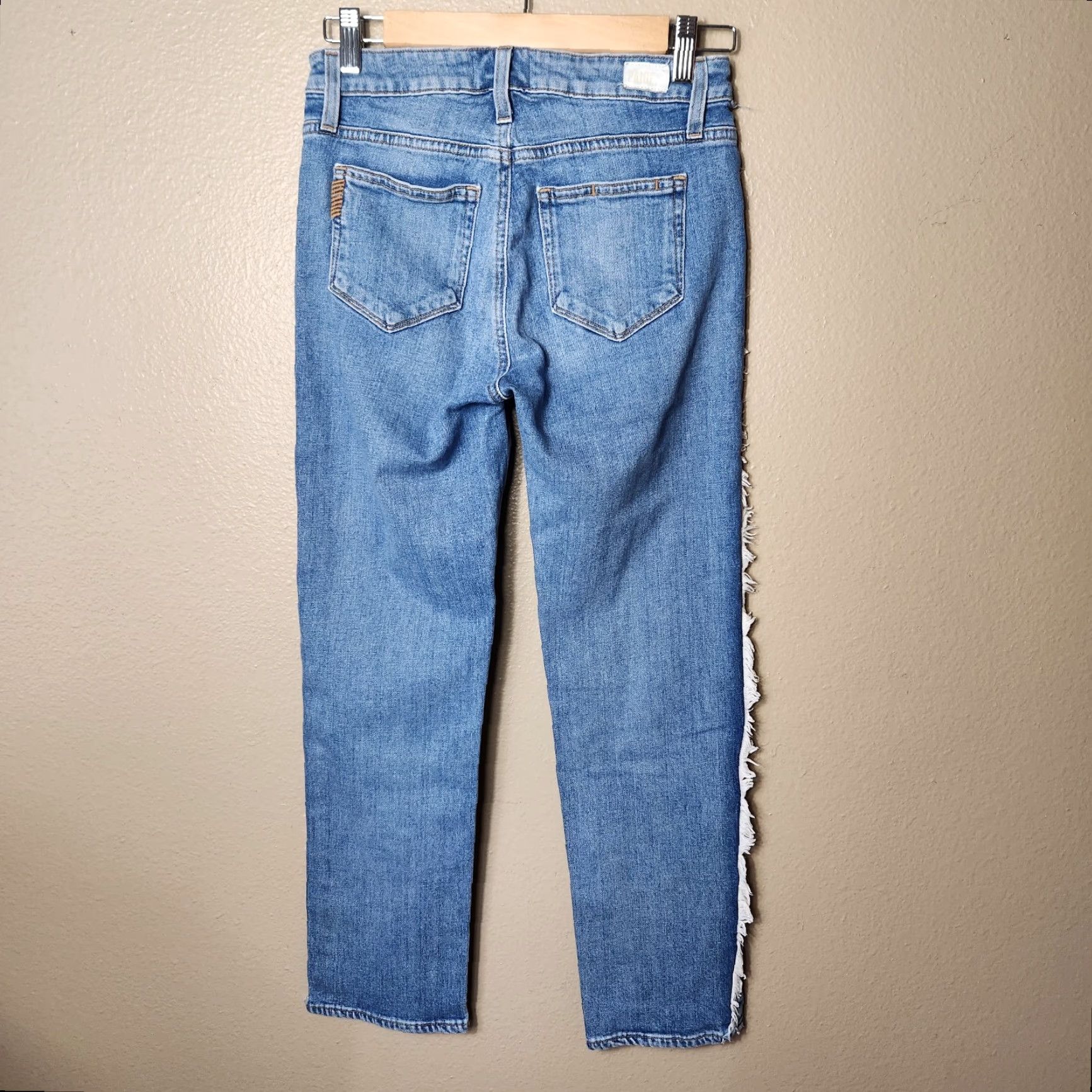 Paige Paige Noella Side Fray Fringe Straight Leg Crop Jeans - Size 24 Size 42" / US 20 - 6 Thumbnail