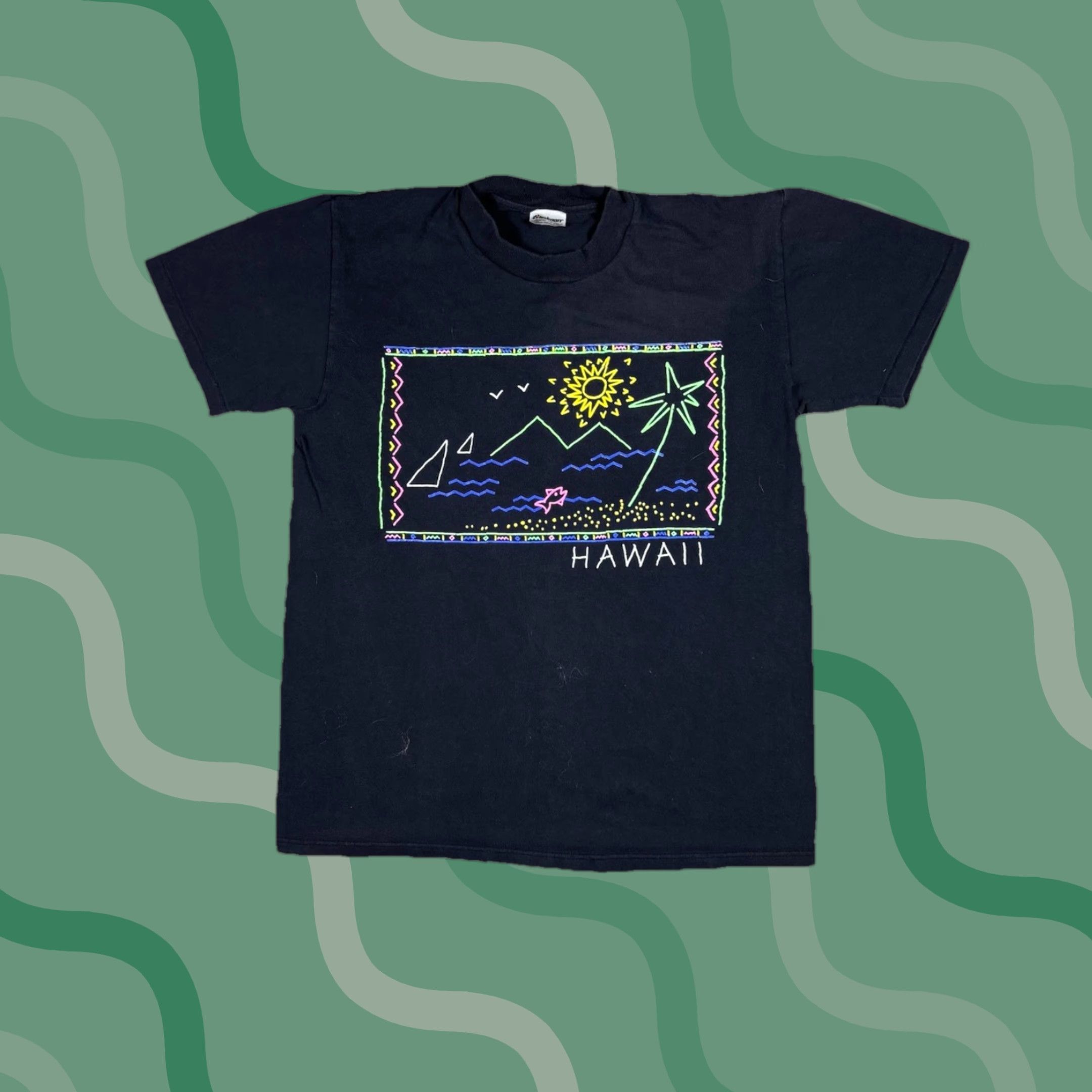 Vintage VINTAGE Hawaii T Shirt Black Single Stitch Art Adult size Medium 80s Size US M / EU 48-50 / 2 - 1 Thumbnail