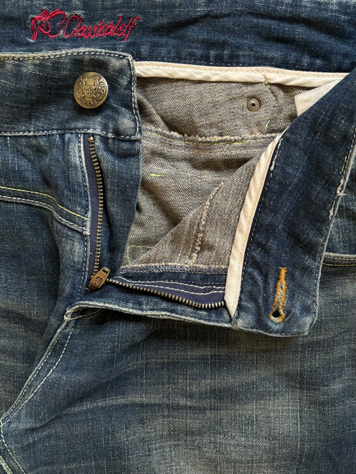 Japanese Brand Vintage Japanese Brand Buckle Back Mud Wash Bootcut Jeans Size 35" - 9 Thumbnail