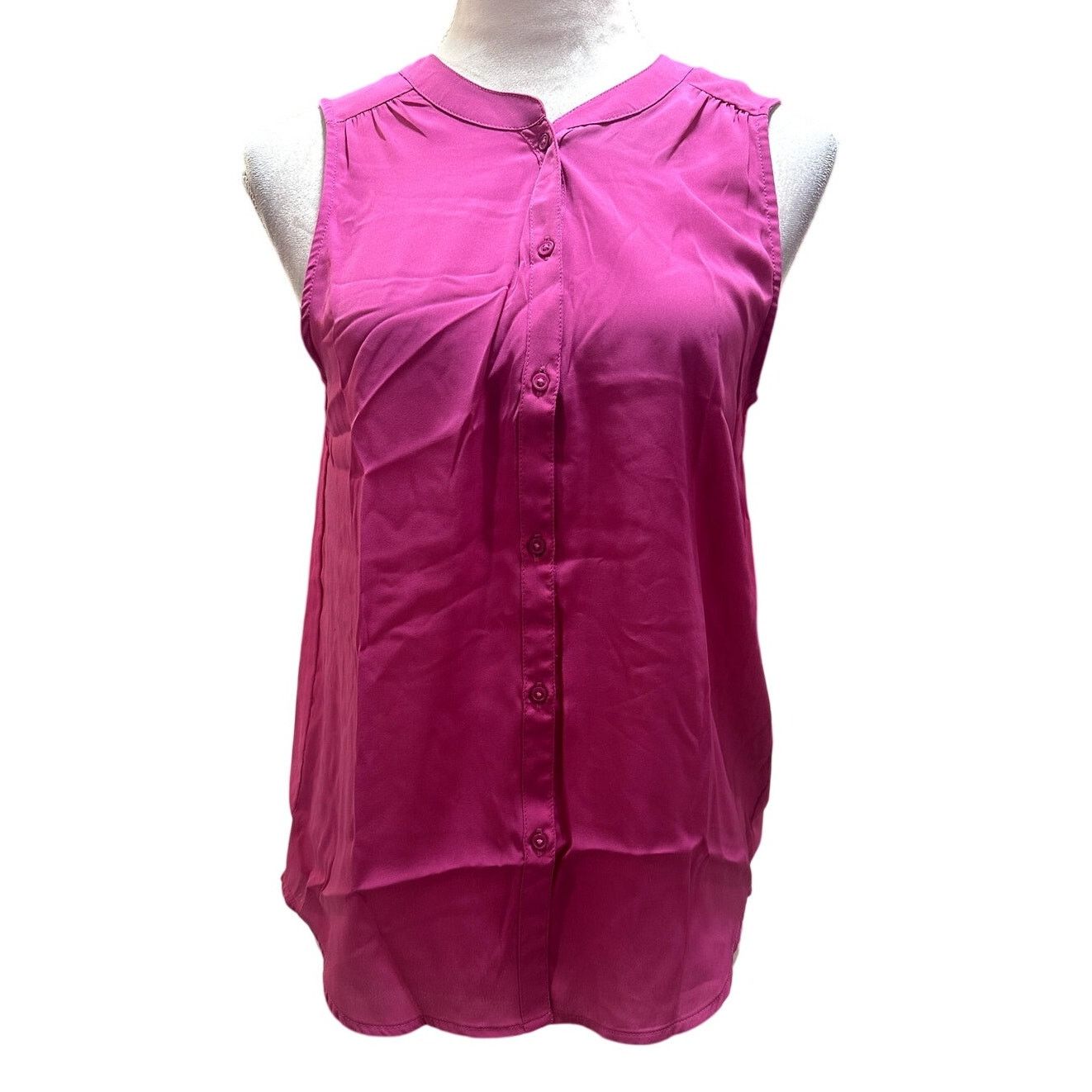 American Eagle Outfitters American Eagle Bright Fuchsia Button Down Sleeveless S Size S / US 4 / IT 40 - 1 Thumbnail