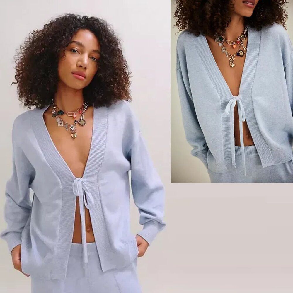 Free People New Free People Beach Cotton Blue Solar Sweater Size S Size S / US 4 / IT 40 - 1 Thumbnail