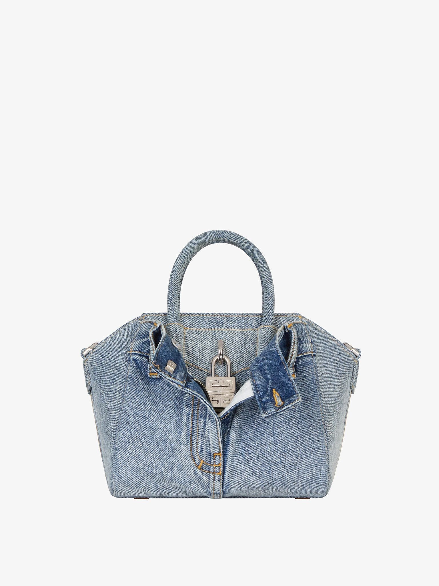 Givenchy o1w1db10325 Size: OS/Antigona Lock Mini Bag in Medium Blue Size ONE SIZE - 1 Thumbnail