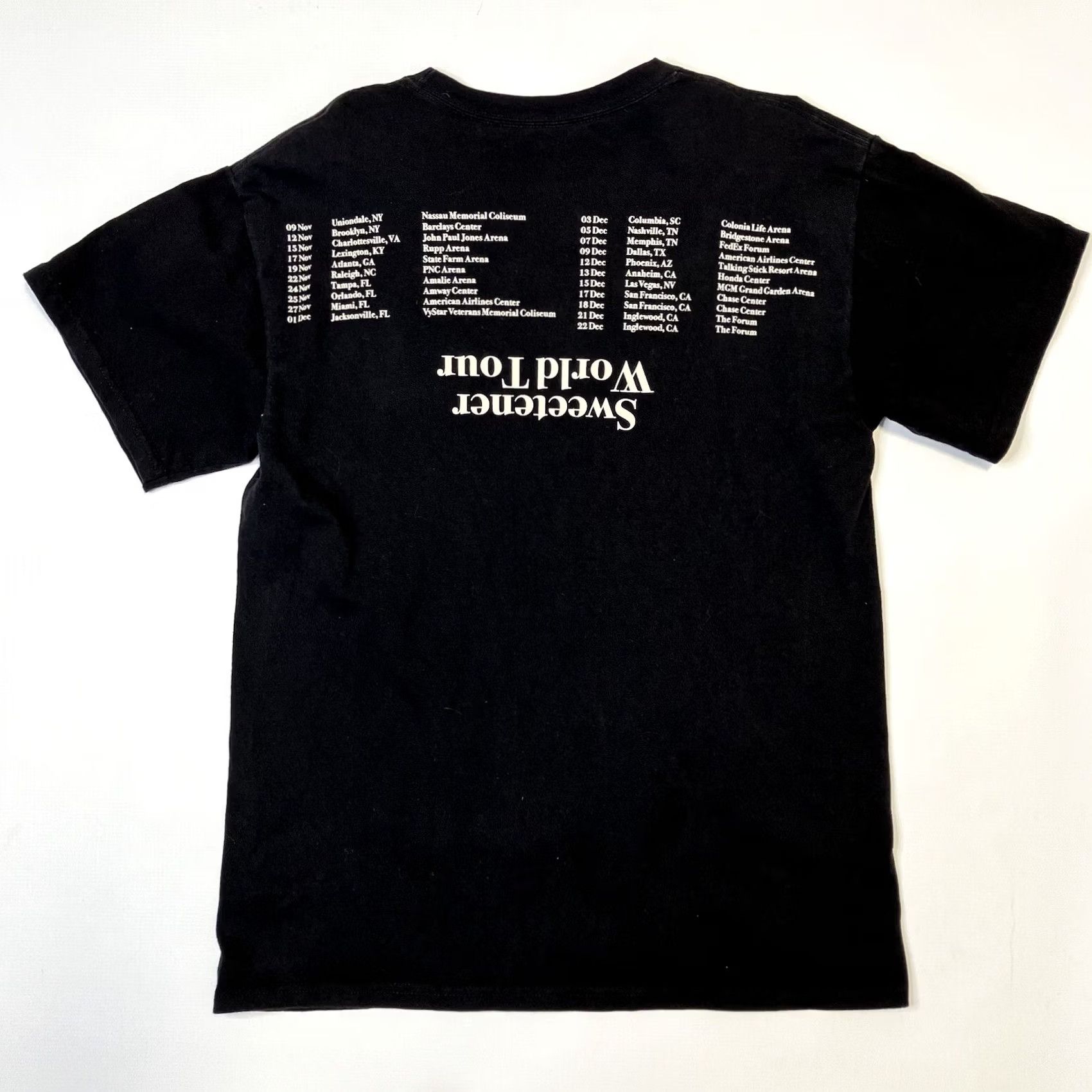 Vintage Ariana Grande Sweetener Concert Tour 2019 Upside Down Graphic T Shirt Medium Black Womens Shirts Size M / US 6-8 / IT 42-44 - 2 Thumbnail