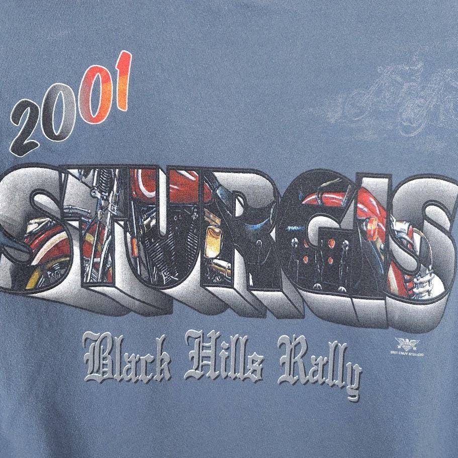 Vintage Vintage Sturgis T Shirt Mens Size Large Blue Y2K 2001 AOP Size US L / EU 52-54 / 3 - 5 Thumbnail