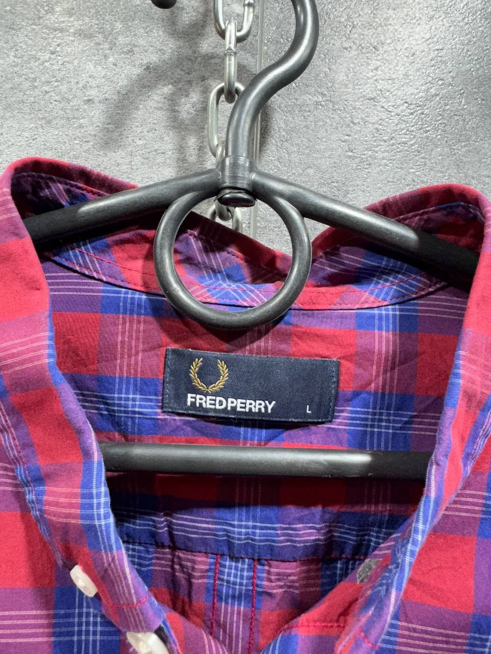 Other Shirt Red Blue checkered FRED PERRY Size US L / EU 52-54 / 3 - 9 Thumbnail