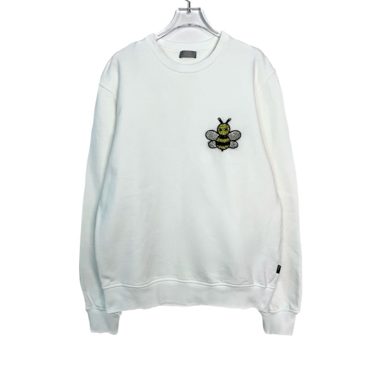 Dior White Bee Embroidered Sweatshirt M Size 100% Cotton Lon
