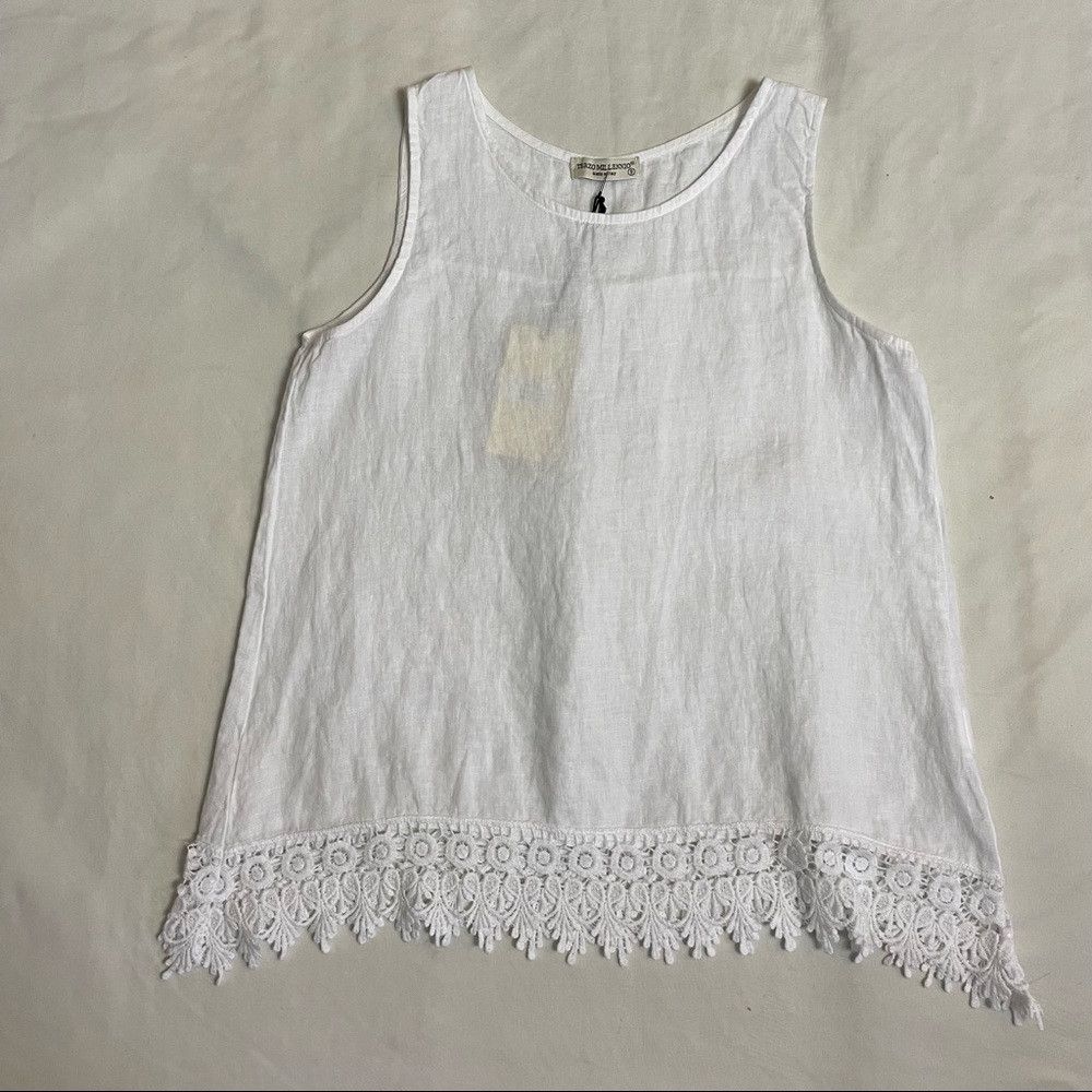 Other NWT New Terzo Millennio White Linen Eyelet Peplum Top Made Size S / US 4 / IT 40 - 5 Thumbnail