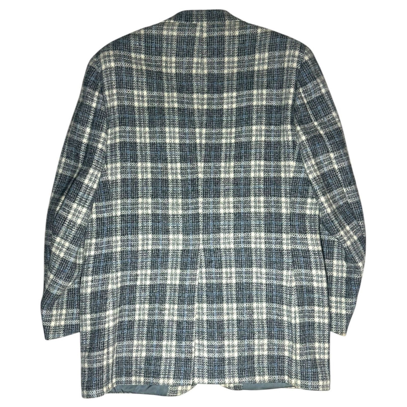 Harris Tweed Harris Tweed Mens 42R Plaid Blazer Jacket Blue Gray Size 42R - 3 Thumbnail