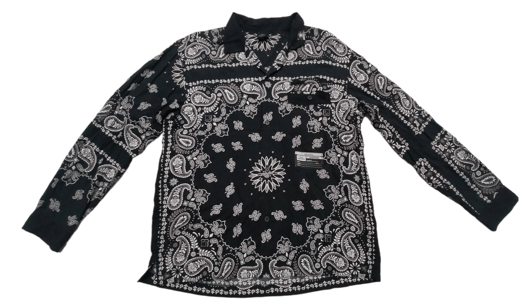 GU × Japanese Brand × Maison MIHARA YASUHIRO 🔥 MIHARAYASUHIRO BLACK PASLEY BOWLING BUTTON UP TEE Size US L / EU 52-54 / 3 - 1 Thumbnail