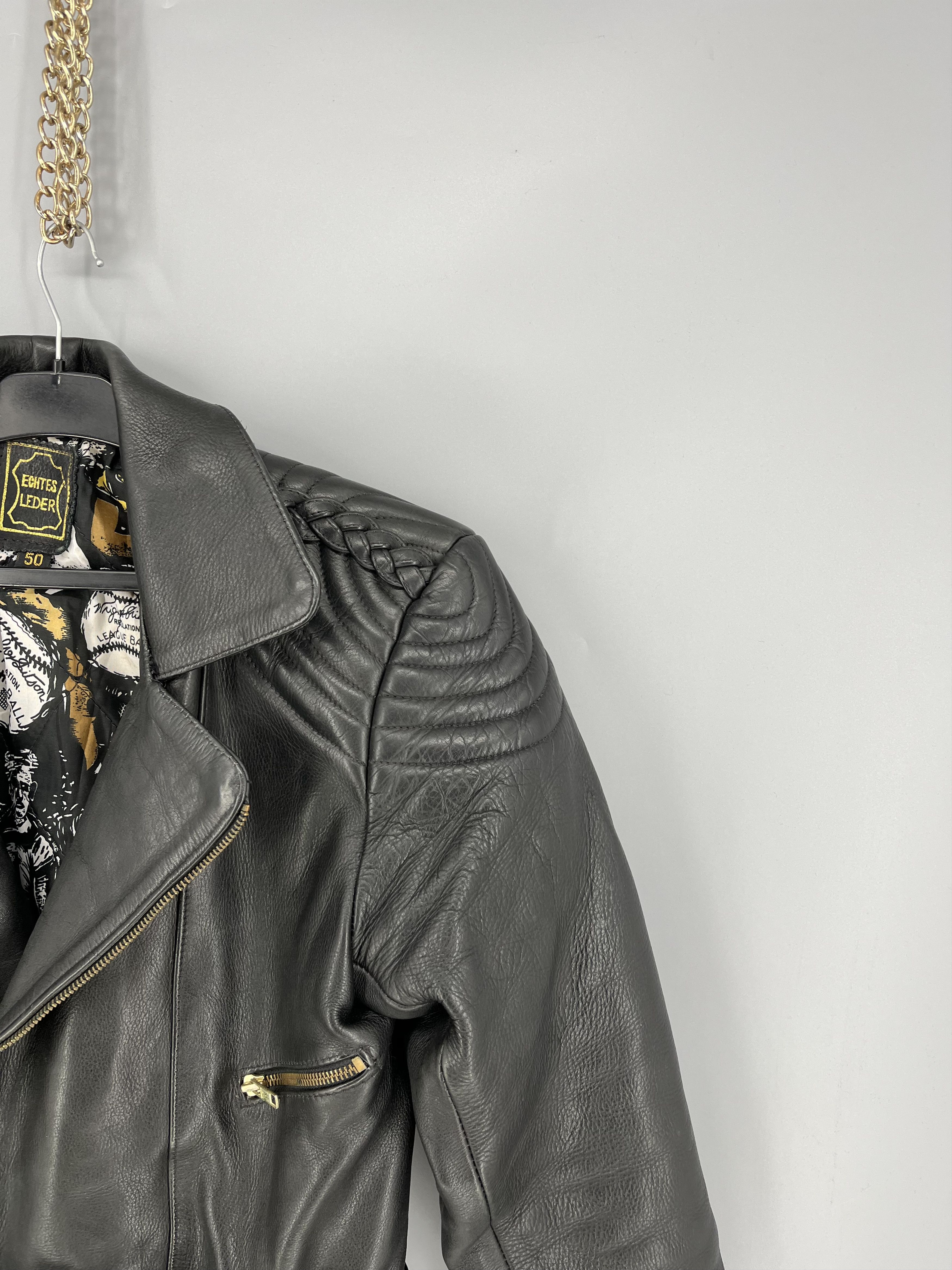 Leather Vintage Women’s Black Leather Biker Jacket Belted Moto Size XL / US 12-14 / IT 48-50 - 5 Thumbnail