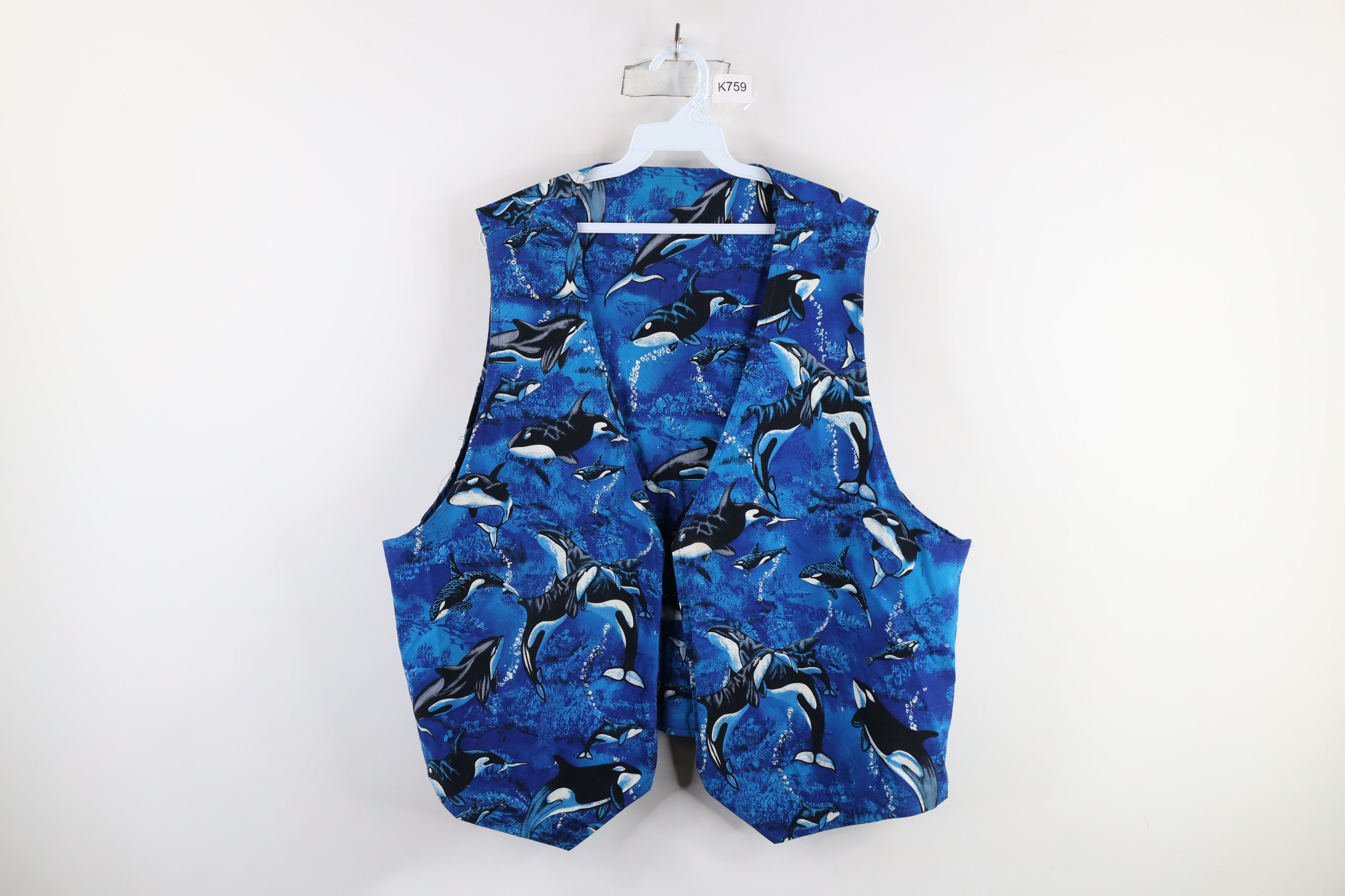 Vintage Vintage 90s Streetwear Whale All Over Print Open Front Vest Size 3XL / US 20-22 - 1 Thumbnail