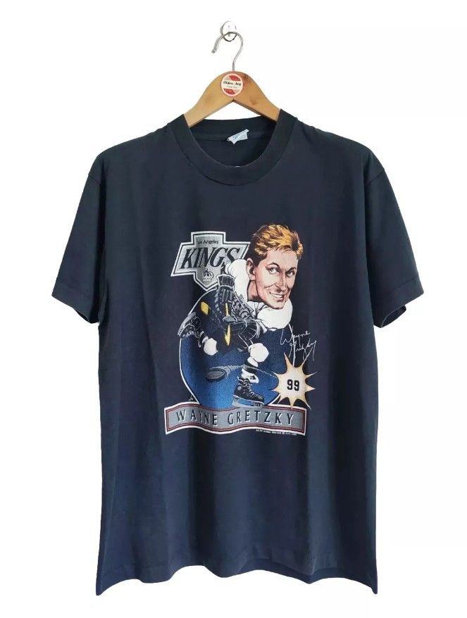 image of Nhl x Salem Vintage Wayne Gretzky Caricature 1988 T-Shirt in Black, Men's (Size XL)