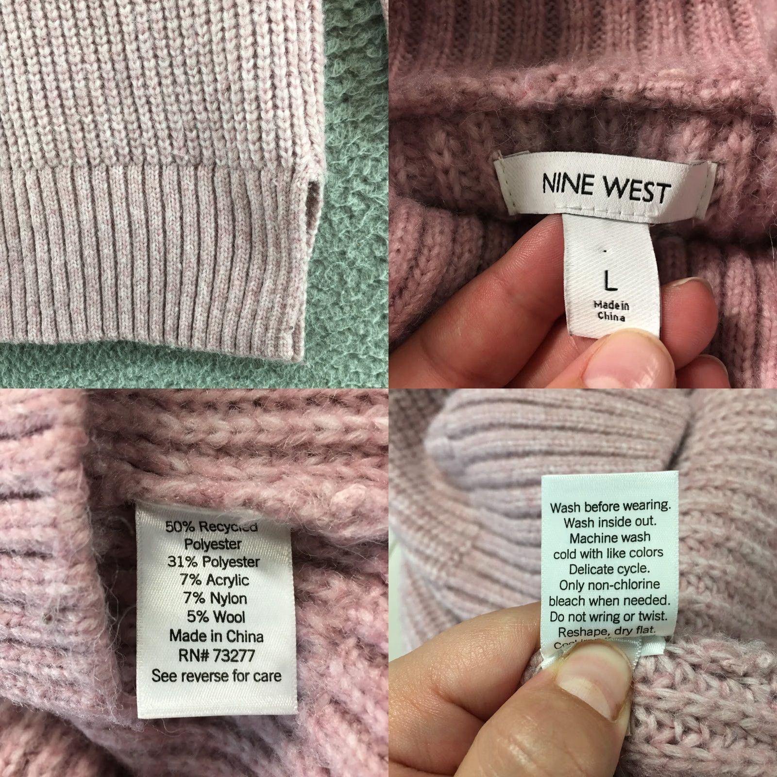 Nine West Nine West Sweater Womens L Pink Turtle Neck Long Sleeve Knitted Pull Over Casual Size L / US 10 / IT 46 - 10 Thumbnail