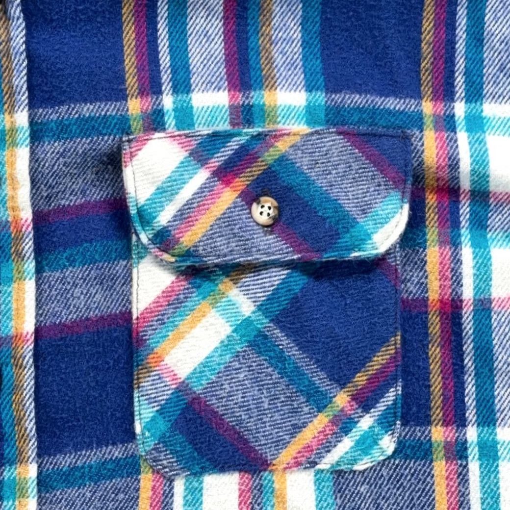 Vintage Vintage Five Brother Shirt Adult 4XL Blue Turquoise Plaid Flannel Workwear 90s Size US XXL / EU 58 / 5 - 4 Thumbnail