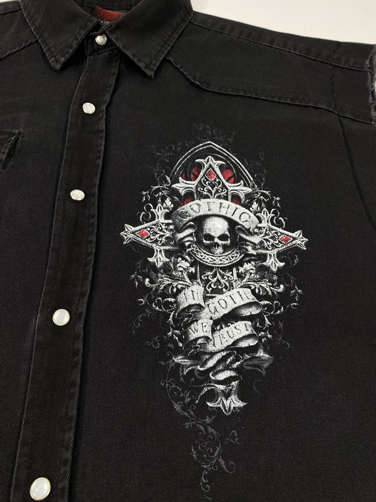 Other Vintage Y2K Gothic Crosses Skulls Angels Funeral Vest Shirt Size US XXL / EU 58 / 5 - 4 Thumbnail