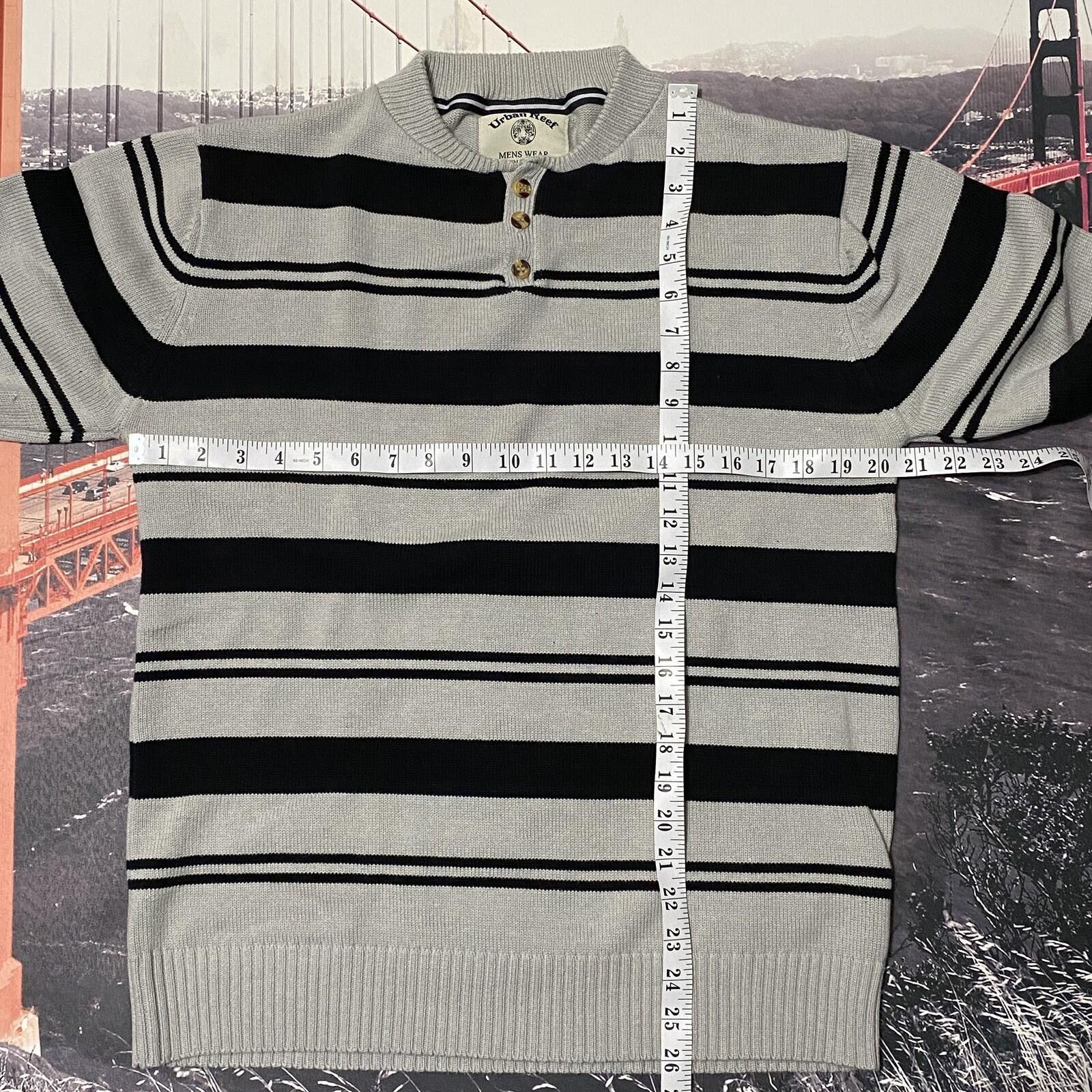 Other Urban Reef Mens L Knit Sweater Large Grey Striped Henley Size US L / EU 52-54 / 3 - 5 Thumbnail