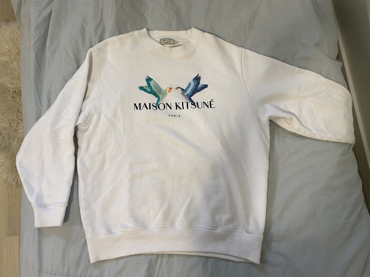 Maison Kitsune Love Birds Sweatshirt | Grailed