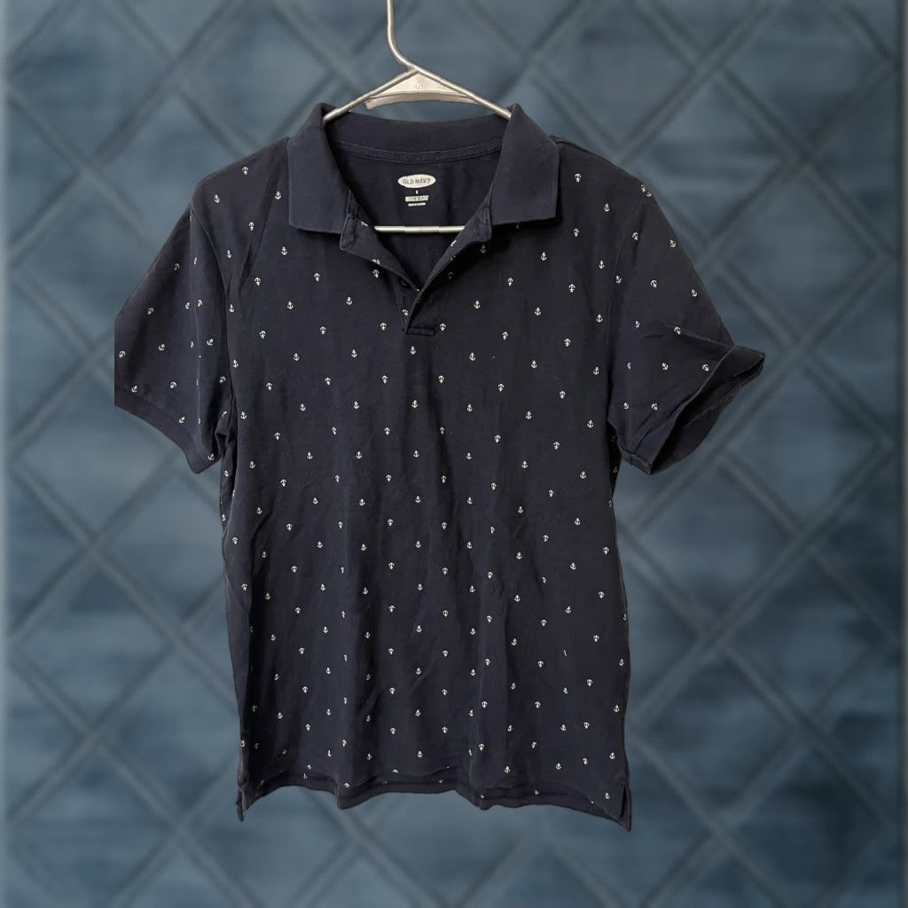 Old Navy Old Navy Polo Shirt Anchor Print, Blue, Size S, Men’s, Short Sleeve, Cotton, Button, Casual, Golf Size US S / EU 44-46 / 1 - 1 Thumbnail
