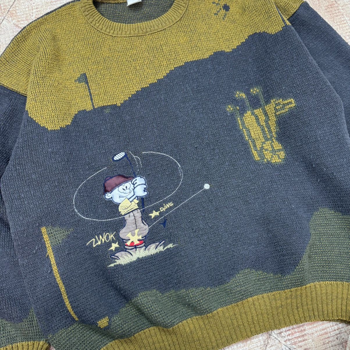 Japanese Brand × Vintage Vintage Embroidered Sweater with Golfer 90s Wool Italy Cute Size US M / EU 48-50 / 2 - 2 Thumbnail
